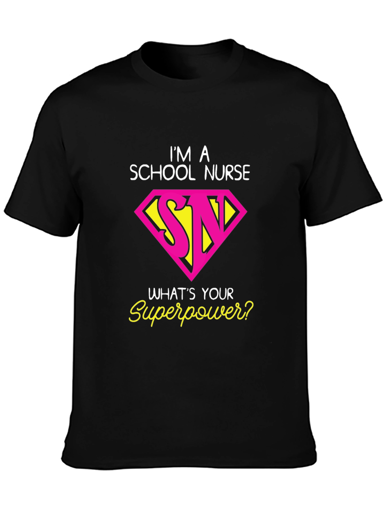 Black School Nurse Superpower T-Shirt view 3