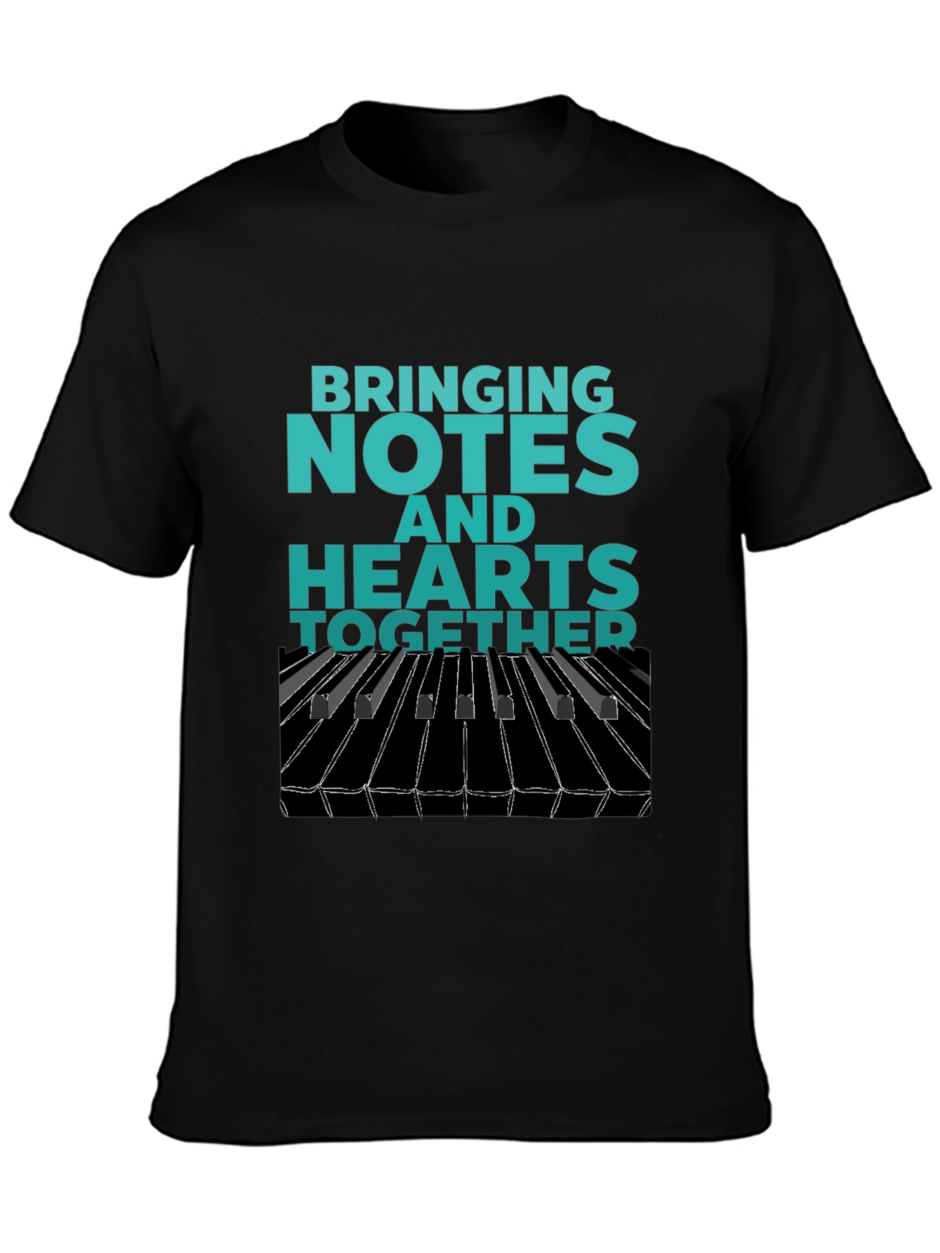 Black Music Lover's Tee: Notes & Hearts Together view 3