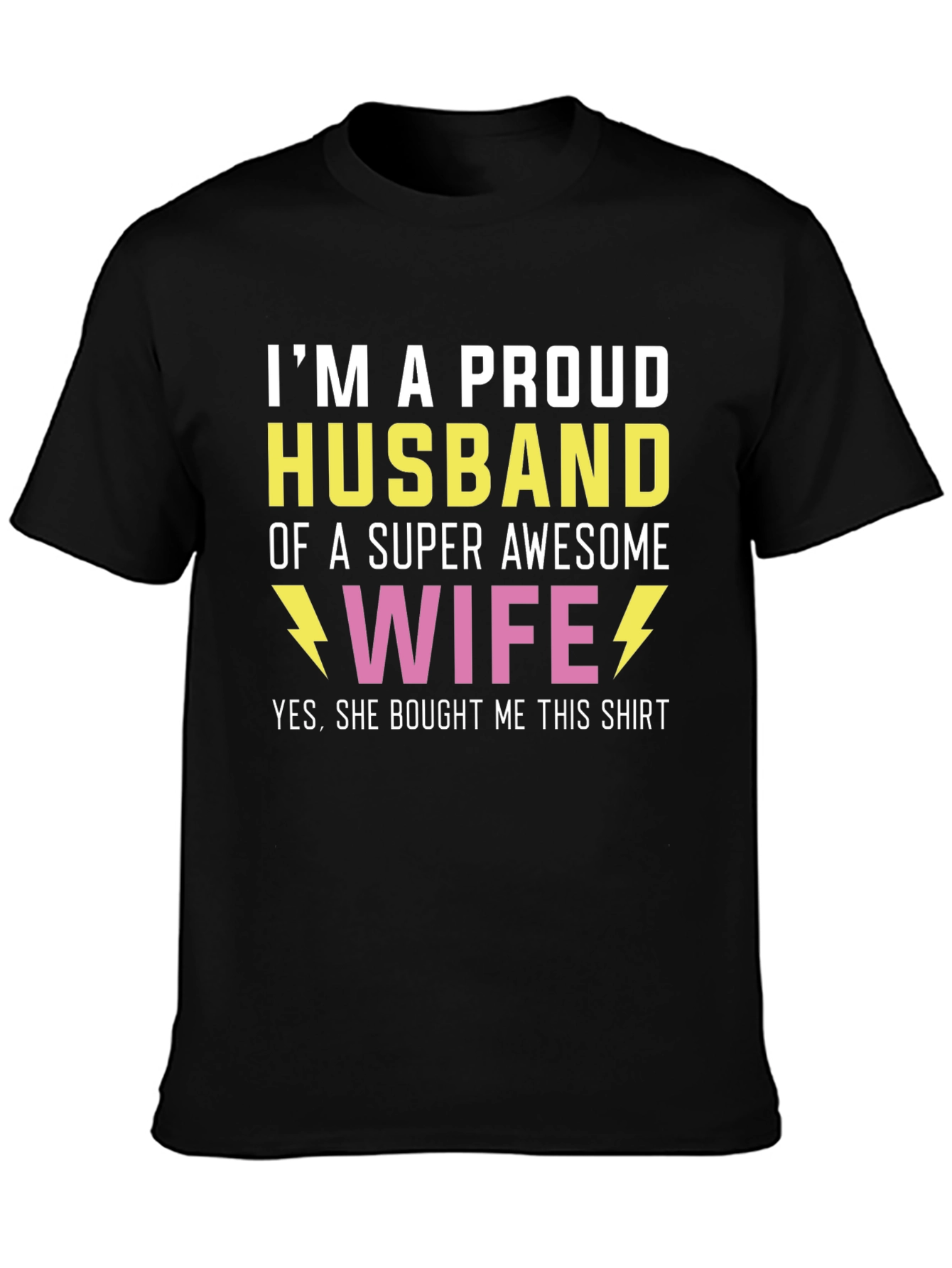 Black Proud Husband T-Shirt - Awesome Wife Gift view 3