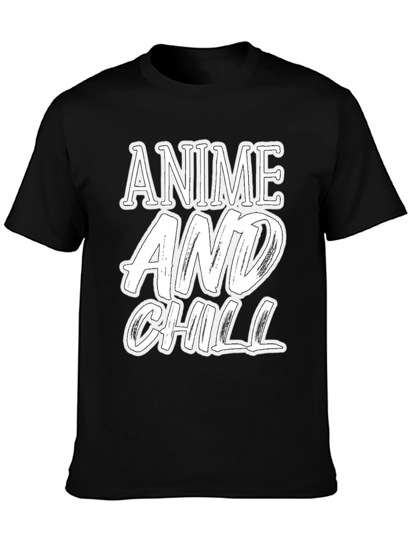 Black Anime and Chill Graphic T-Shirt view 3