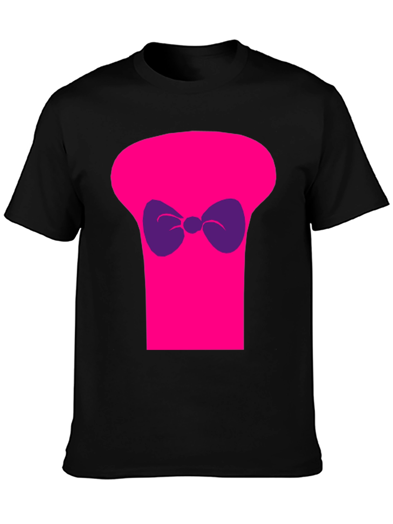 Black Funny Pink Top Hat Bow Tie Graphic T-Shirt view 3