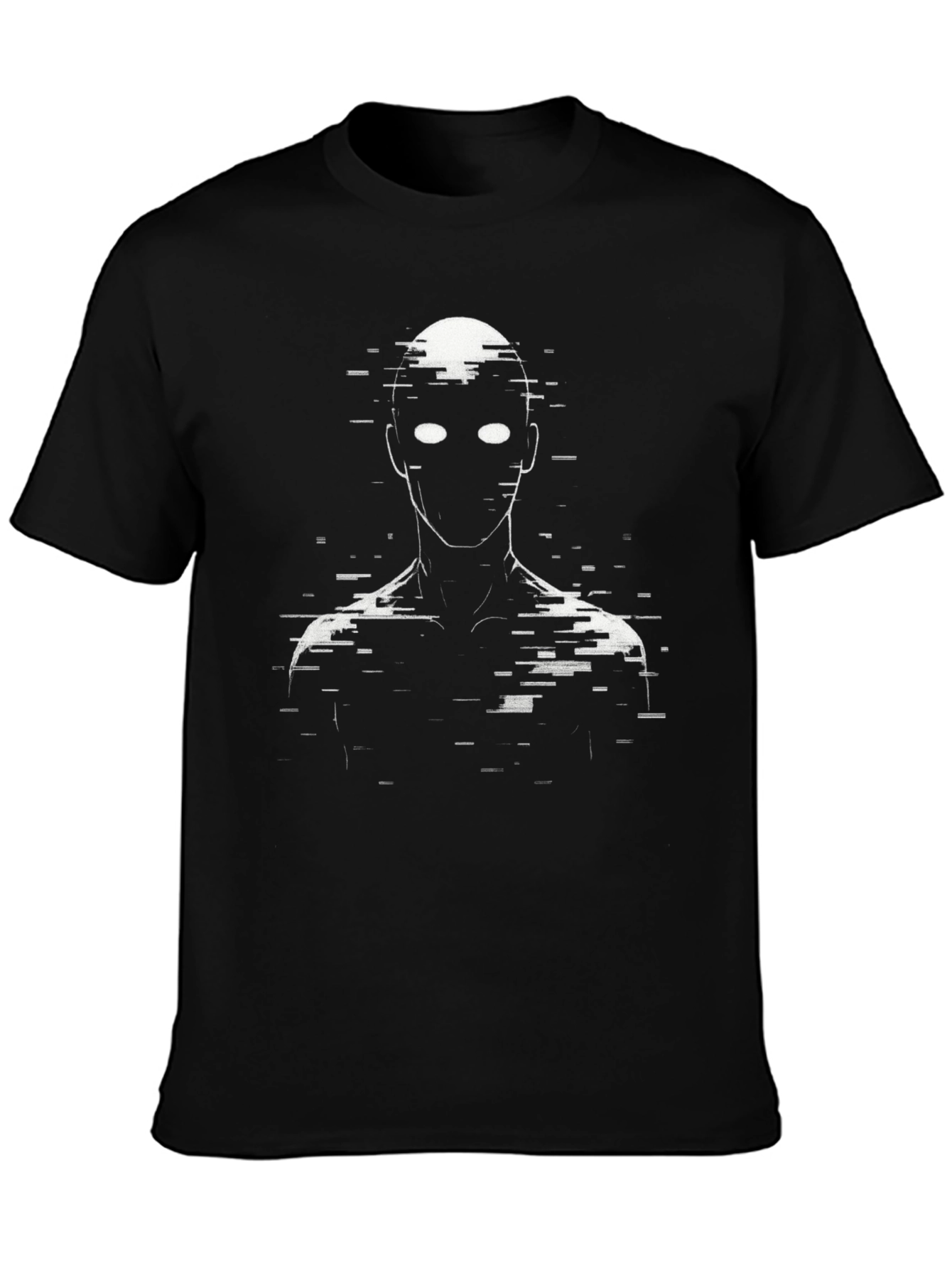 Black Glitch Figure Graphic Tee - Black Cotton Blend view 3