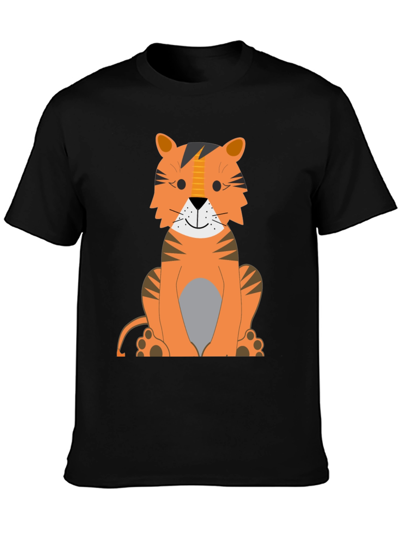 Black Cartoon Tiger Graphic Tee - Black view 3