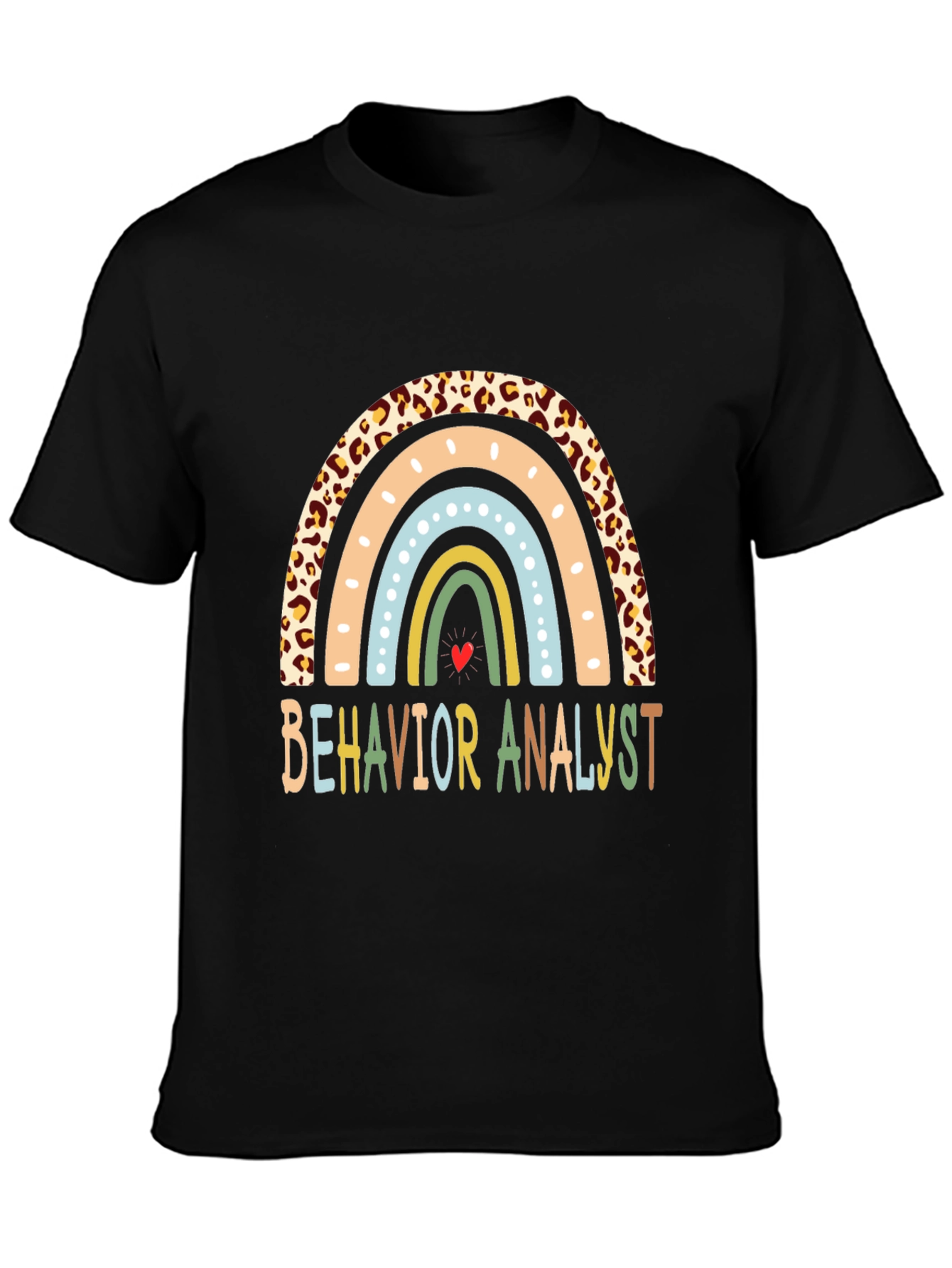Black Behavior Analyst Rainbow Graphic Tee view 3