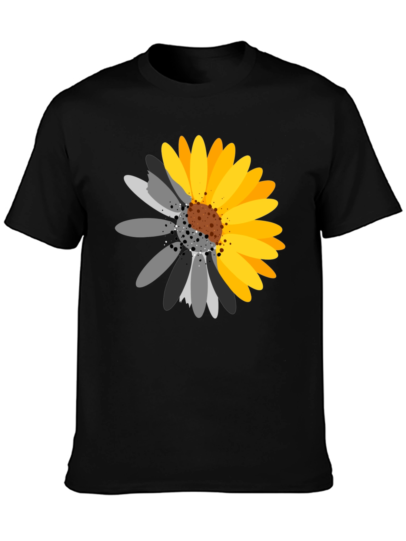 Black Black T-Shirt with Sunflower Graphic view 3
