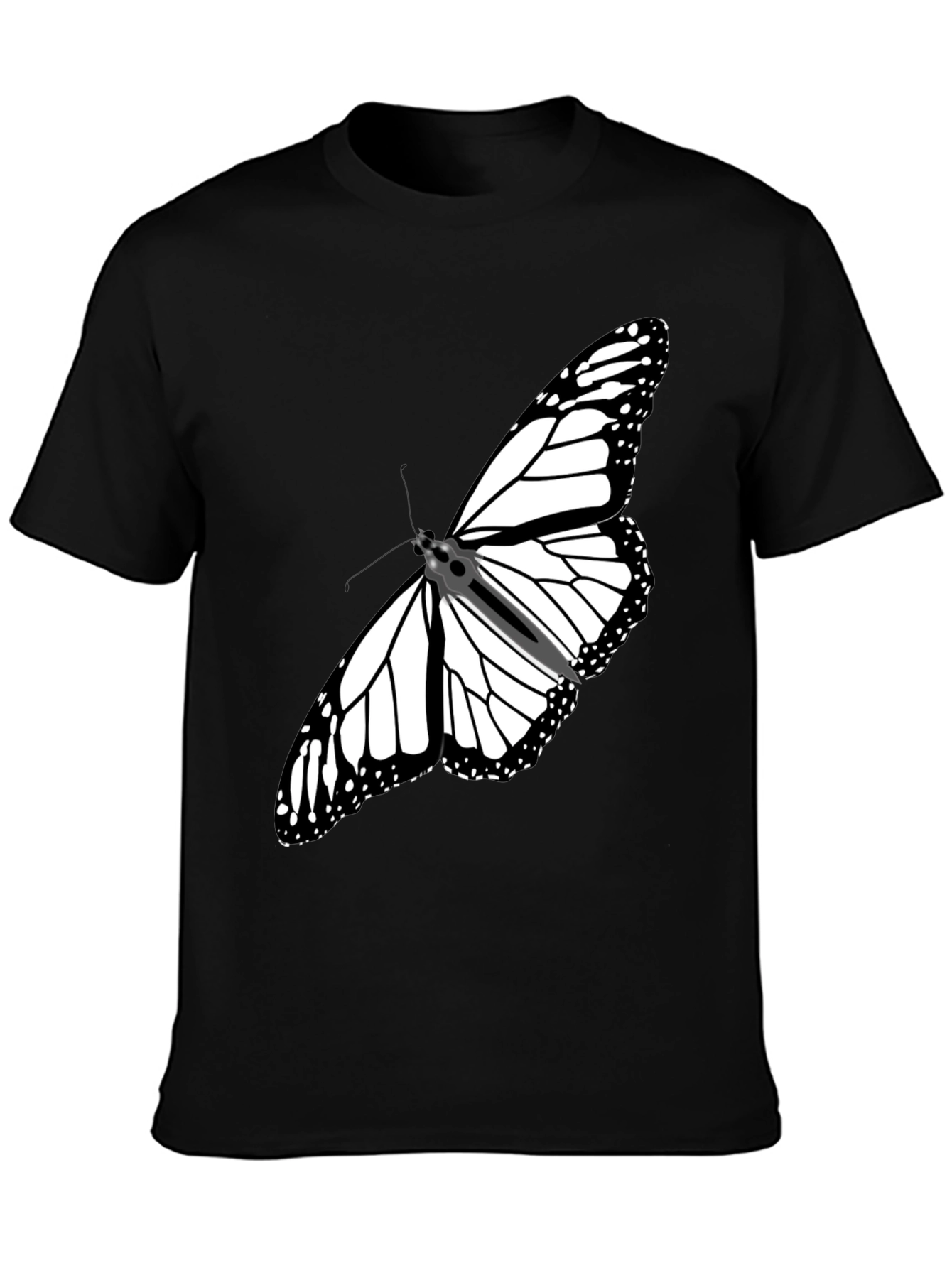 Black Butterfly Graphic Tee - Stylish Black Cotton T-Shirt view 3