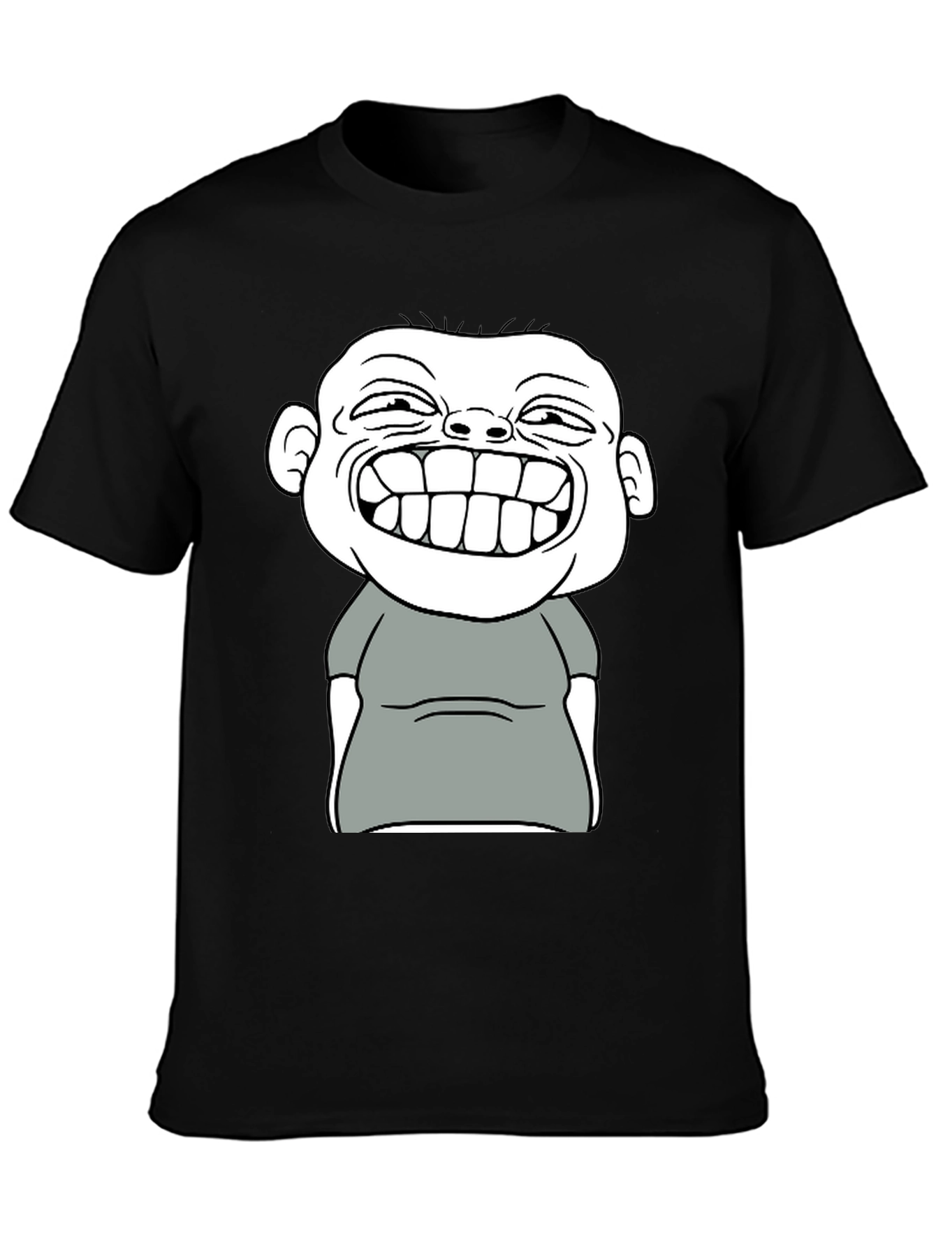 Black Funny Cartoon Graphic T-Shirt - Black Cotton Tee view 3