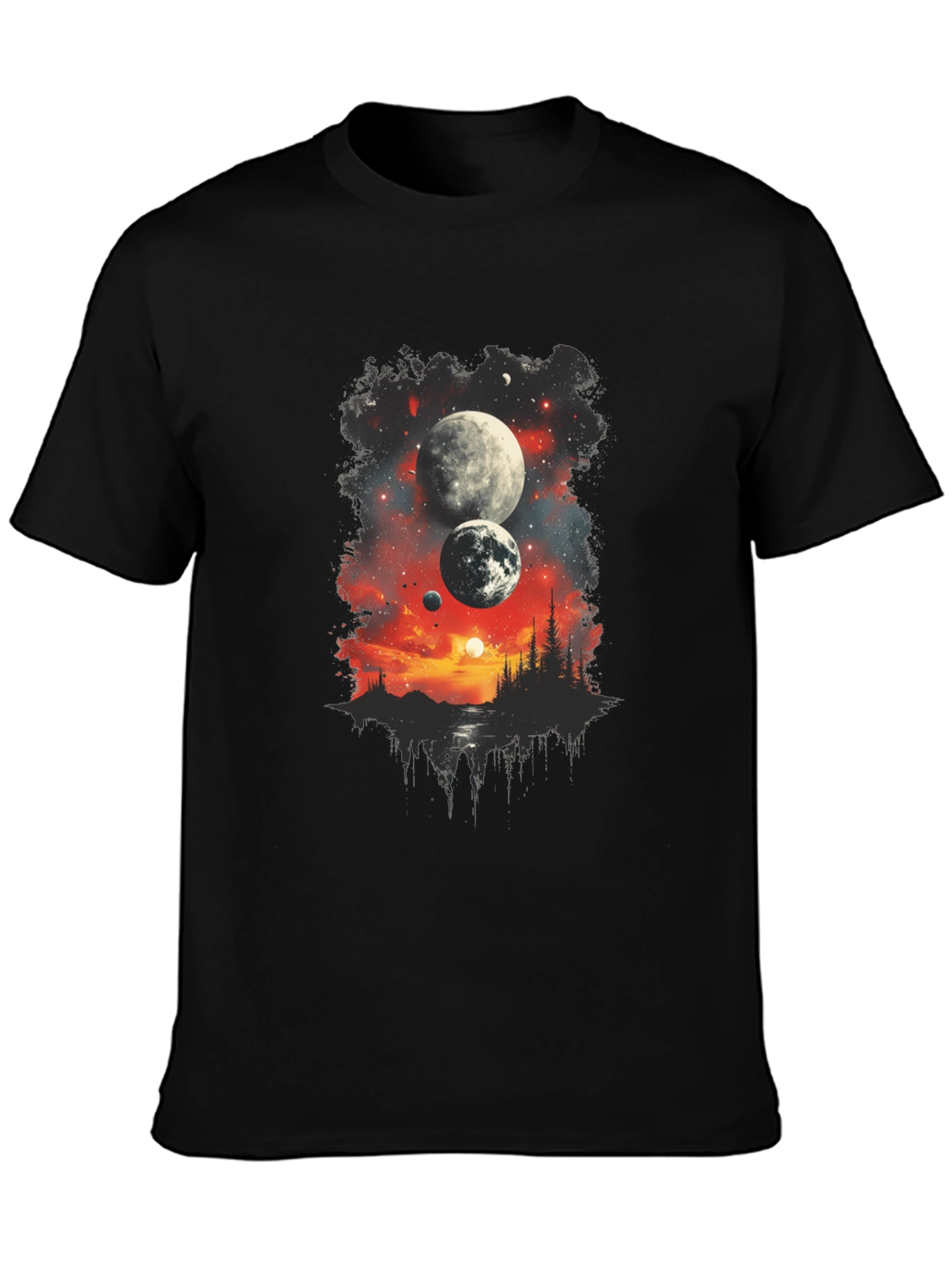 Black Cosmic Landscape Graphic Tee - Black T-Shirt view 3