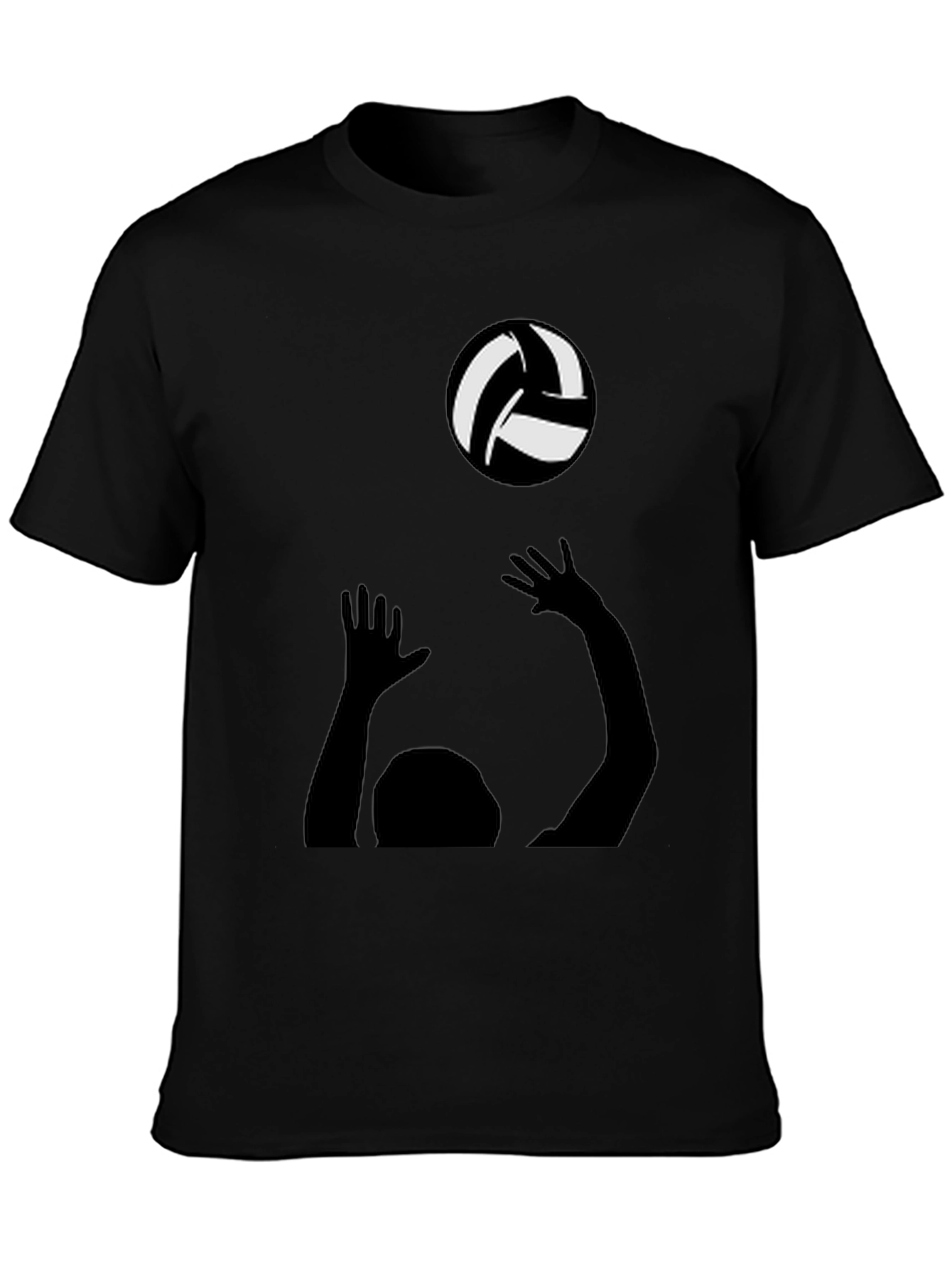Black Volleyball Player Graphic Tee - Black Cotton Shirt view 3