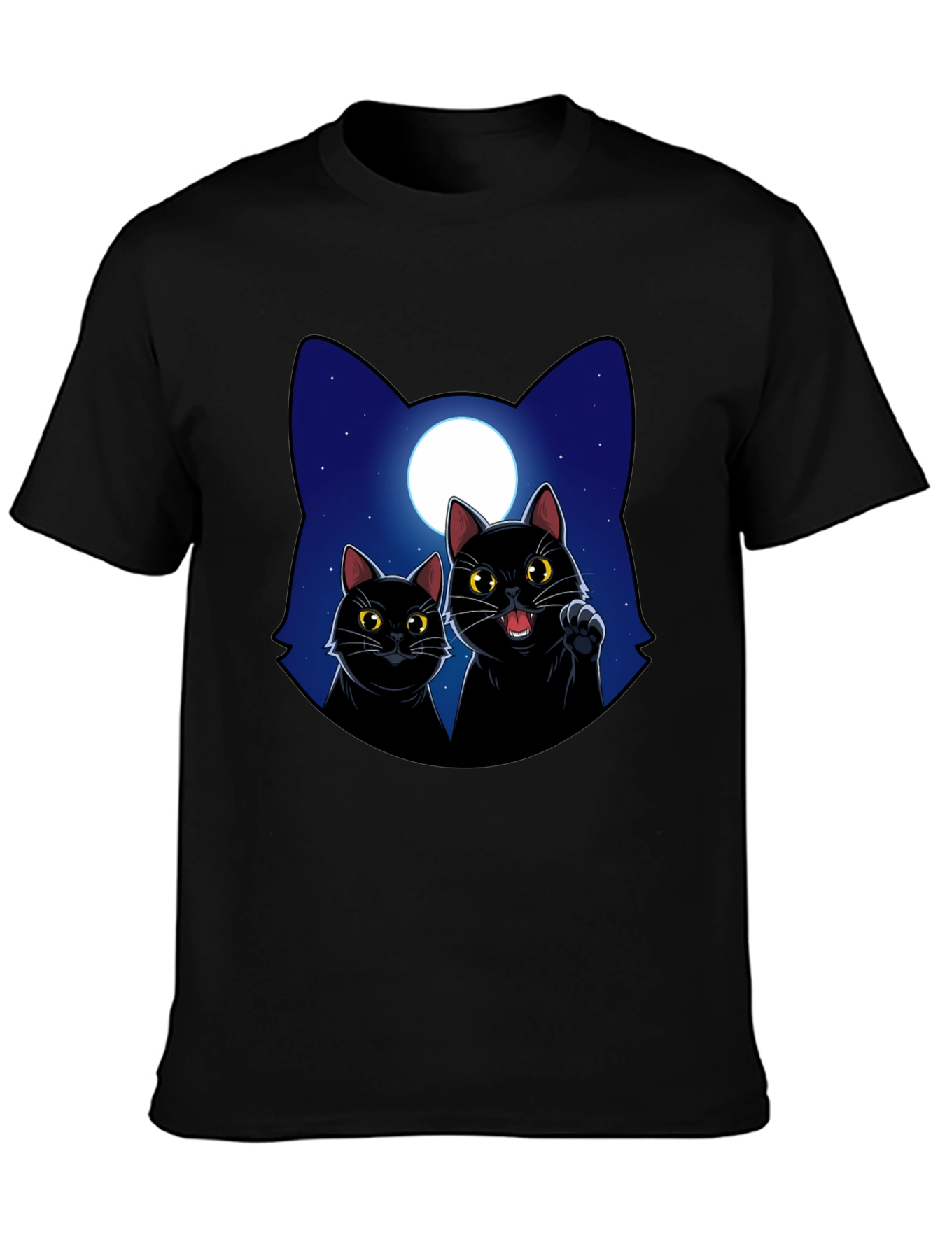 Black Black Cat Moon Graphic T-Shirt view 3