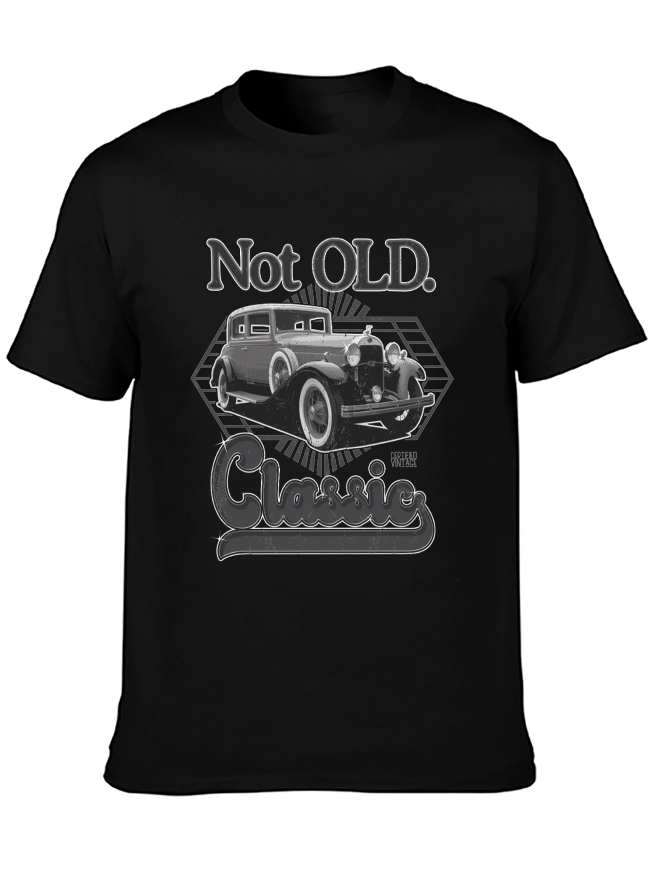 Black Not Old Classic Car T-Shirt view 3