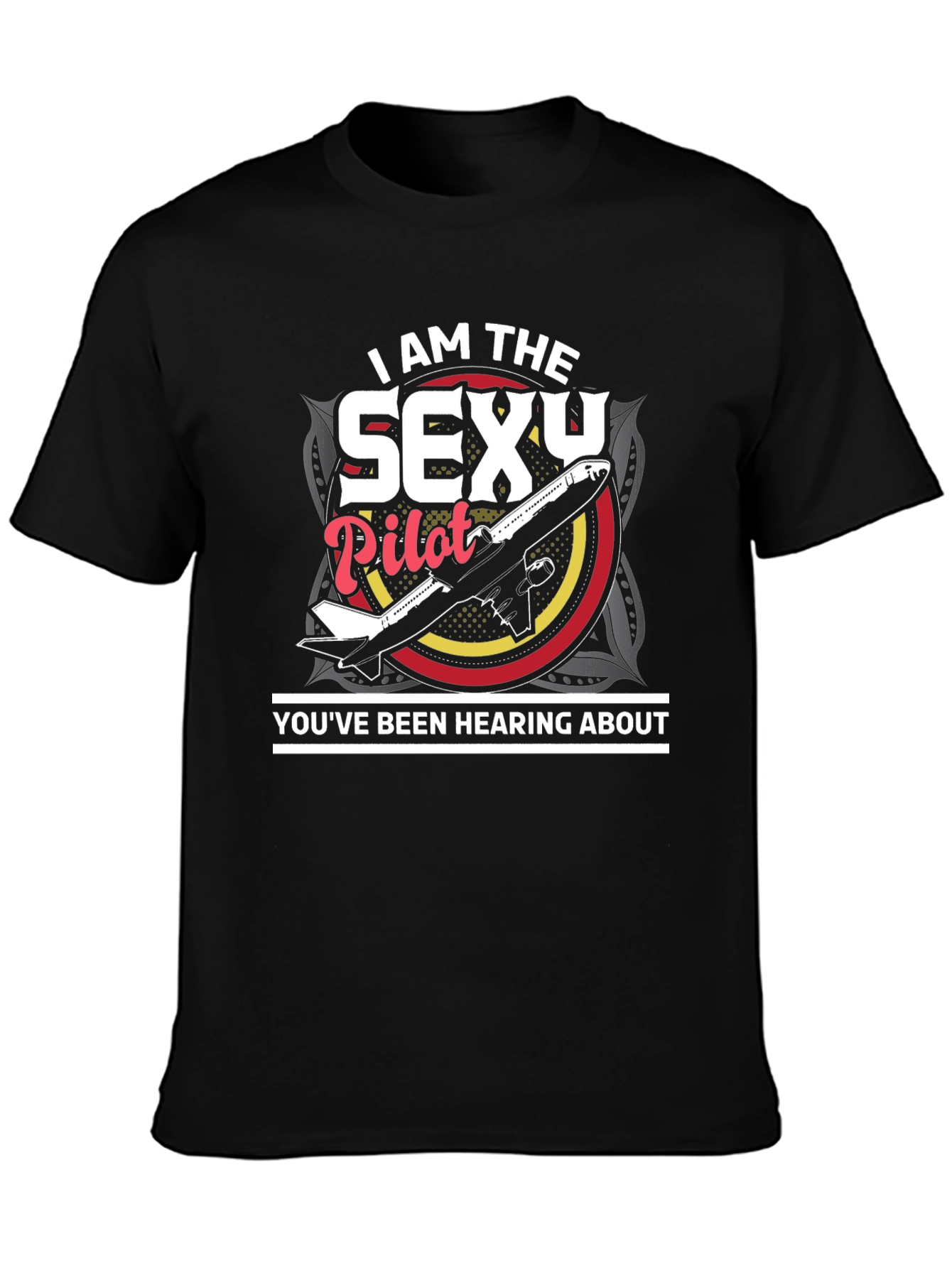 Black Sexy Pilot Graphic T-Shirt - Aviation Humor Tee view 3