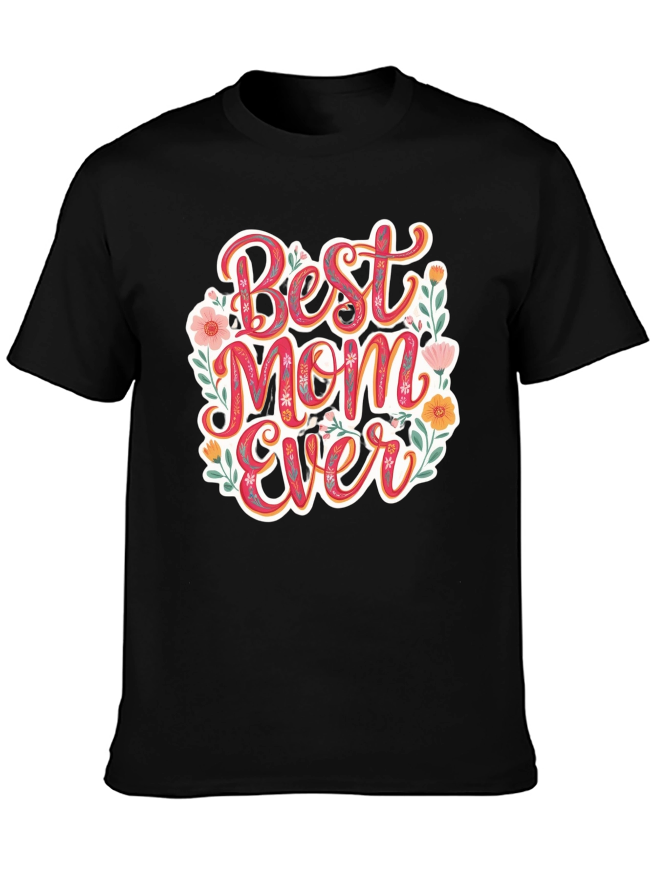 Black Best Mom Ever Floral T-Shirt view 3