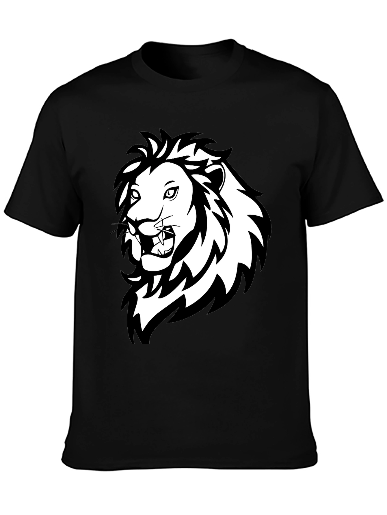 Black Bold Lion Graphic Tee - Black Cotton Crew Neck T-Shirt view 3