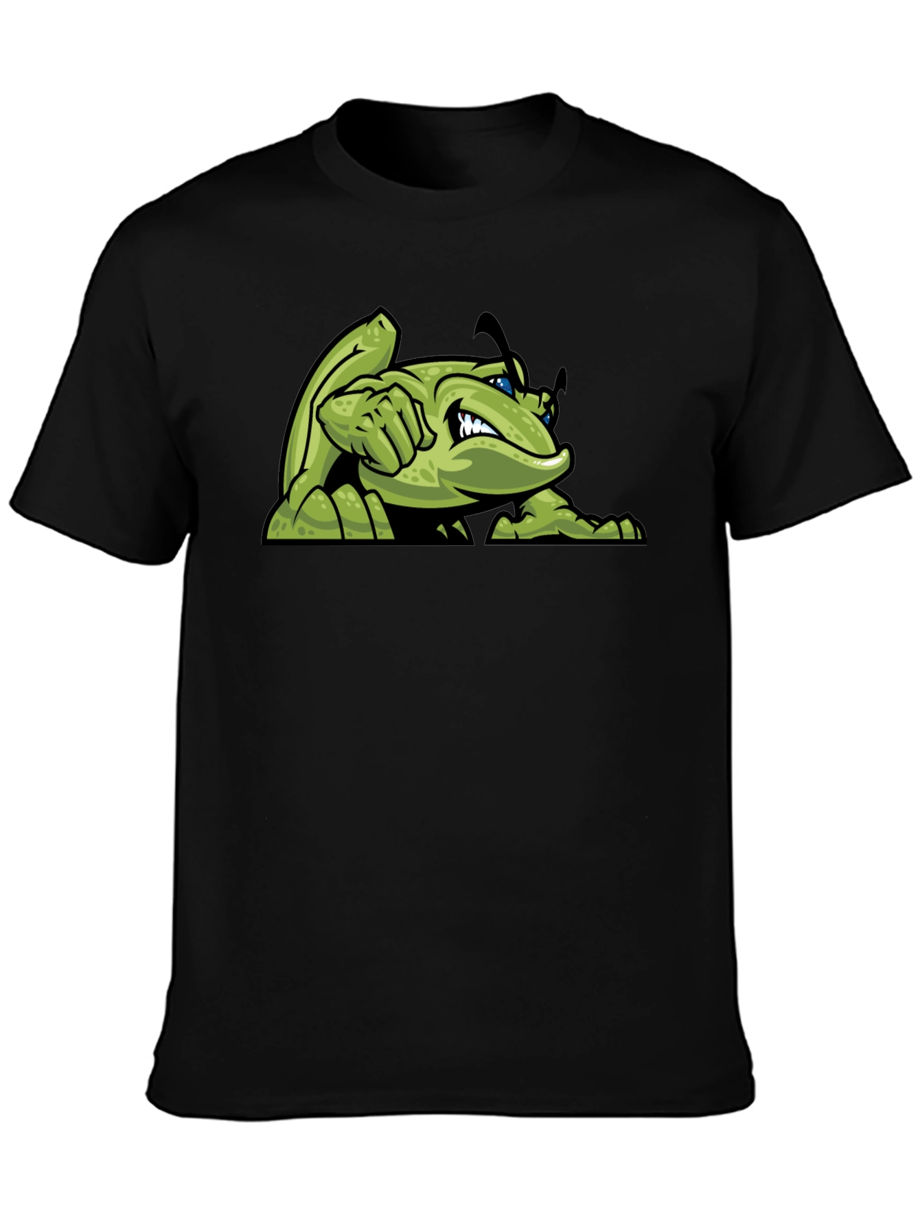 Black Green Angry Bug Graphic Tee - Men's Black T-Shirt view 3