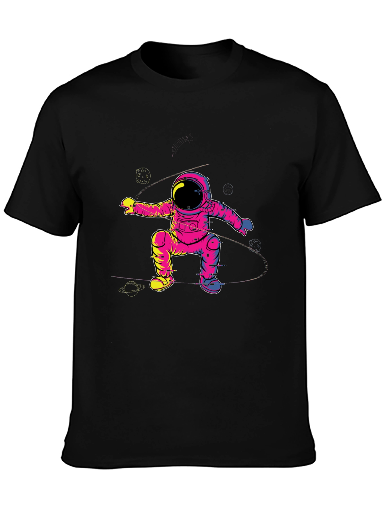 Black Astronaut Graphic Tee - Galaxy Explorer T-Shirt view 3