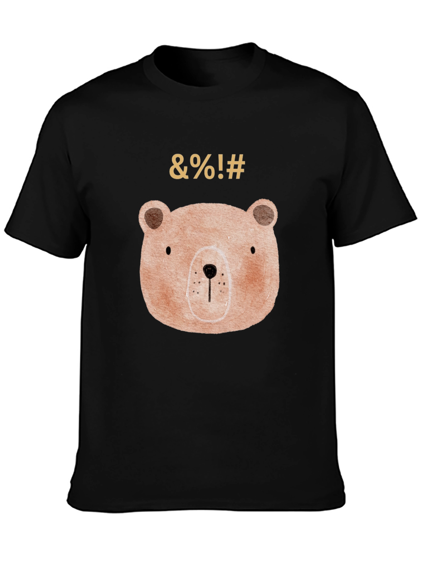Black Funny Bear Graphic Black T-Shirt view 3
