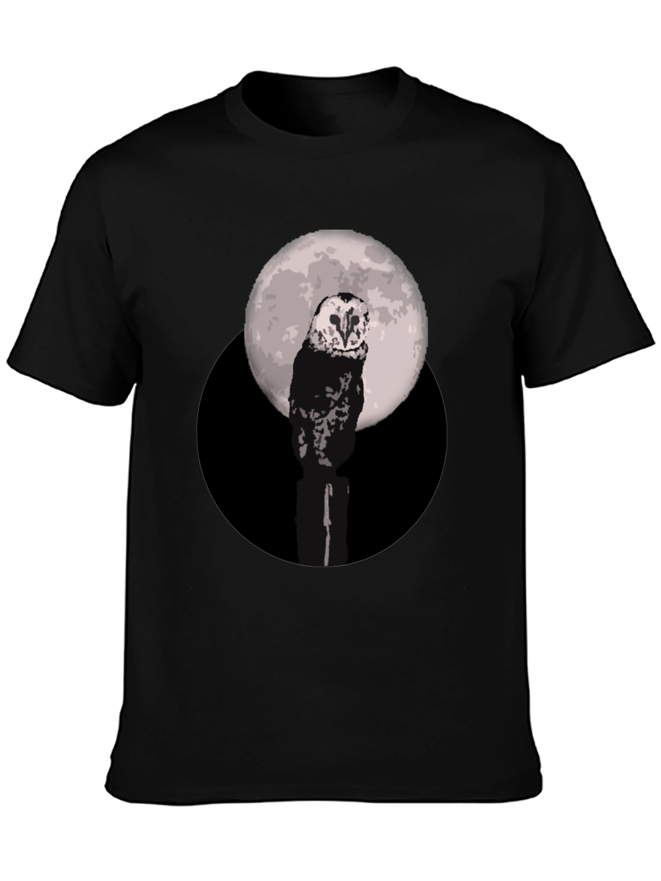 Black Owl Moon Graphic Tee - Black Cotton Blend view 3