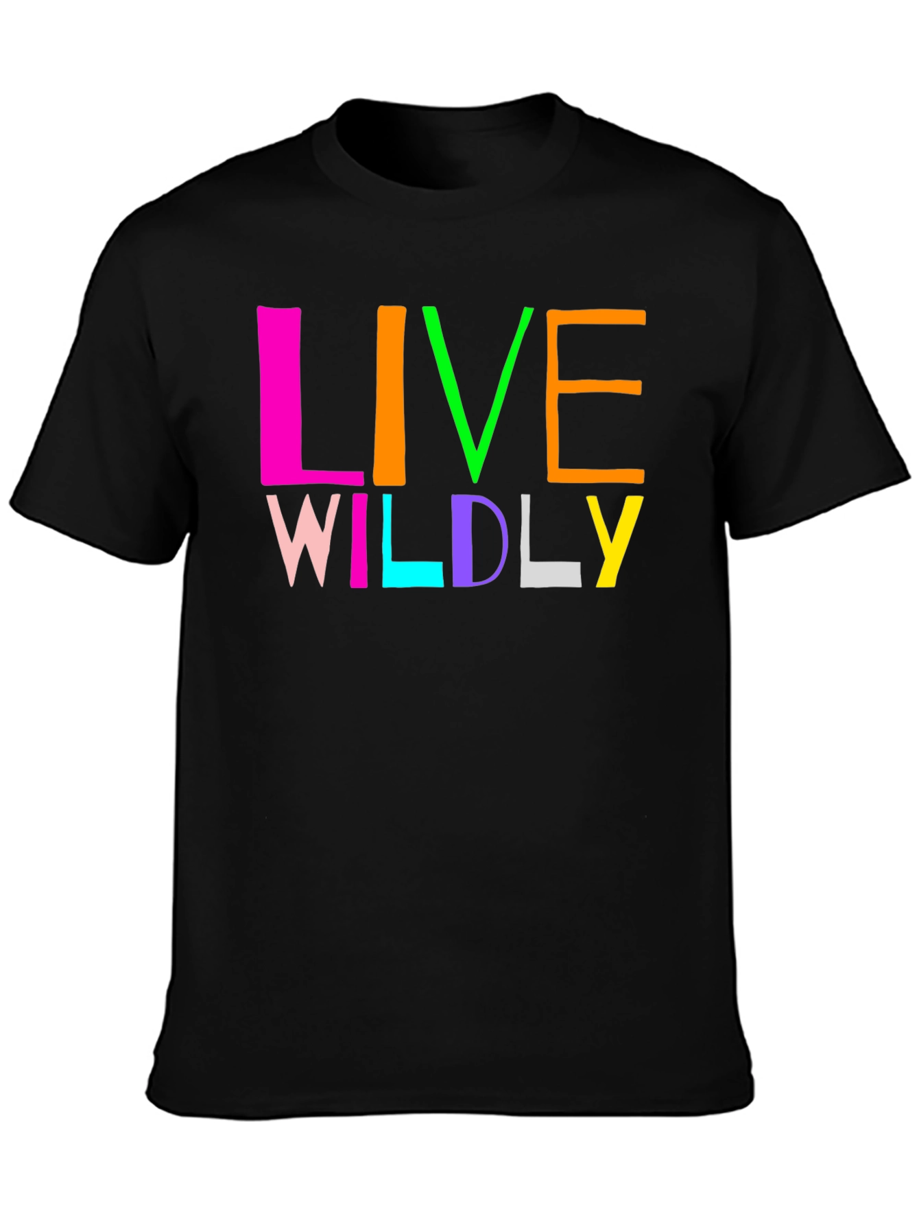 Black Live Wildly Graphic Tee - Colorful Design view 3