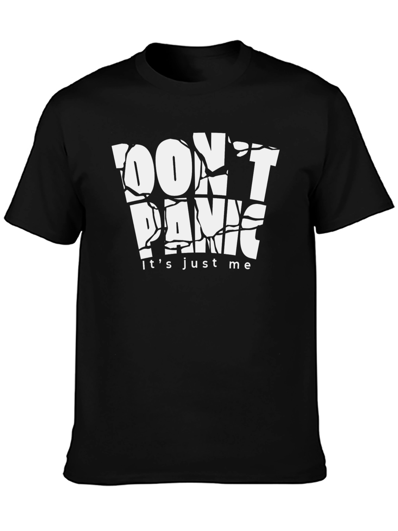 Black Don't Panic T-Shirt - Funny Graphic Tee view 3