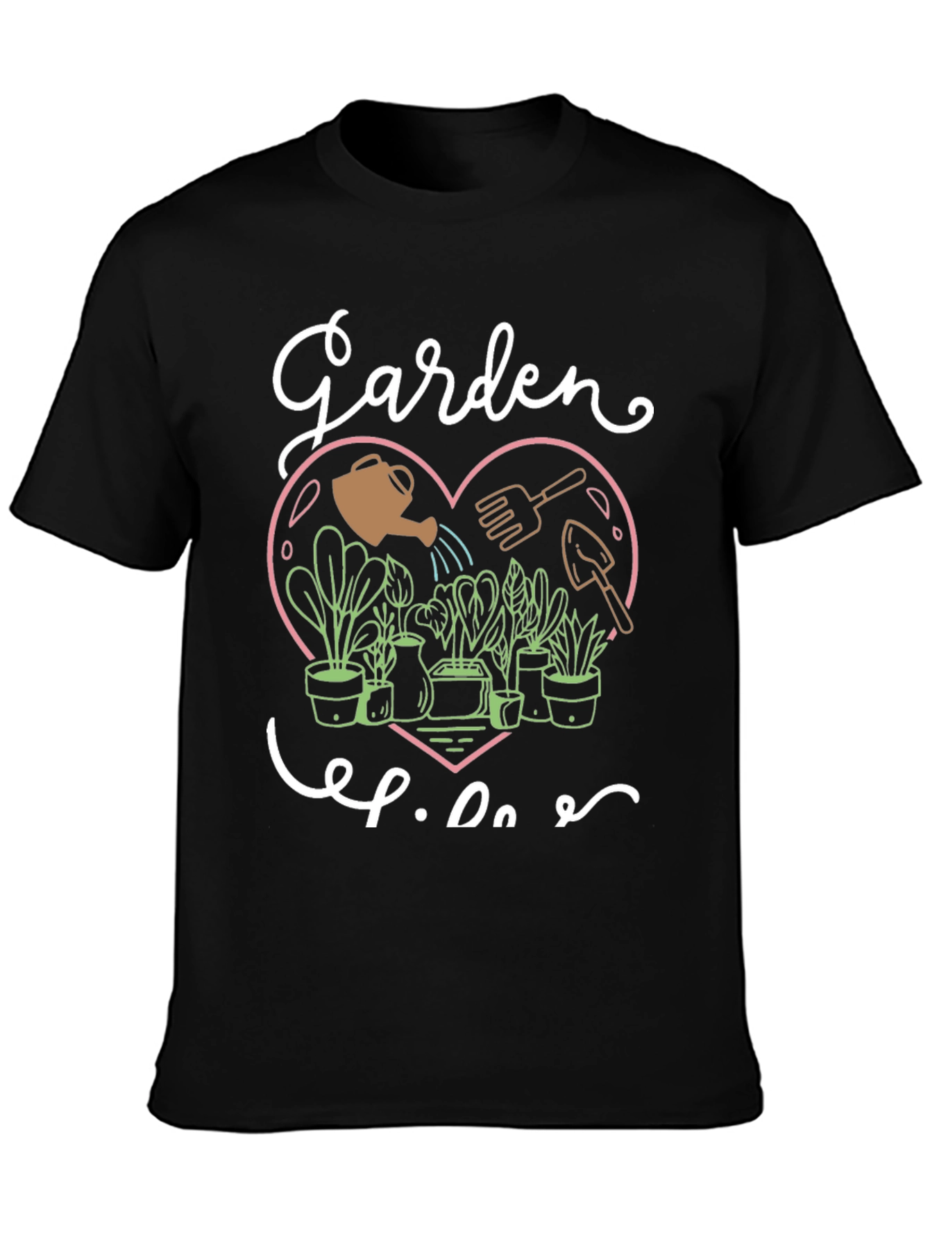 Black Garden Life Graphic Tee - Black Cotton T-Shirt view 3
