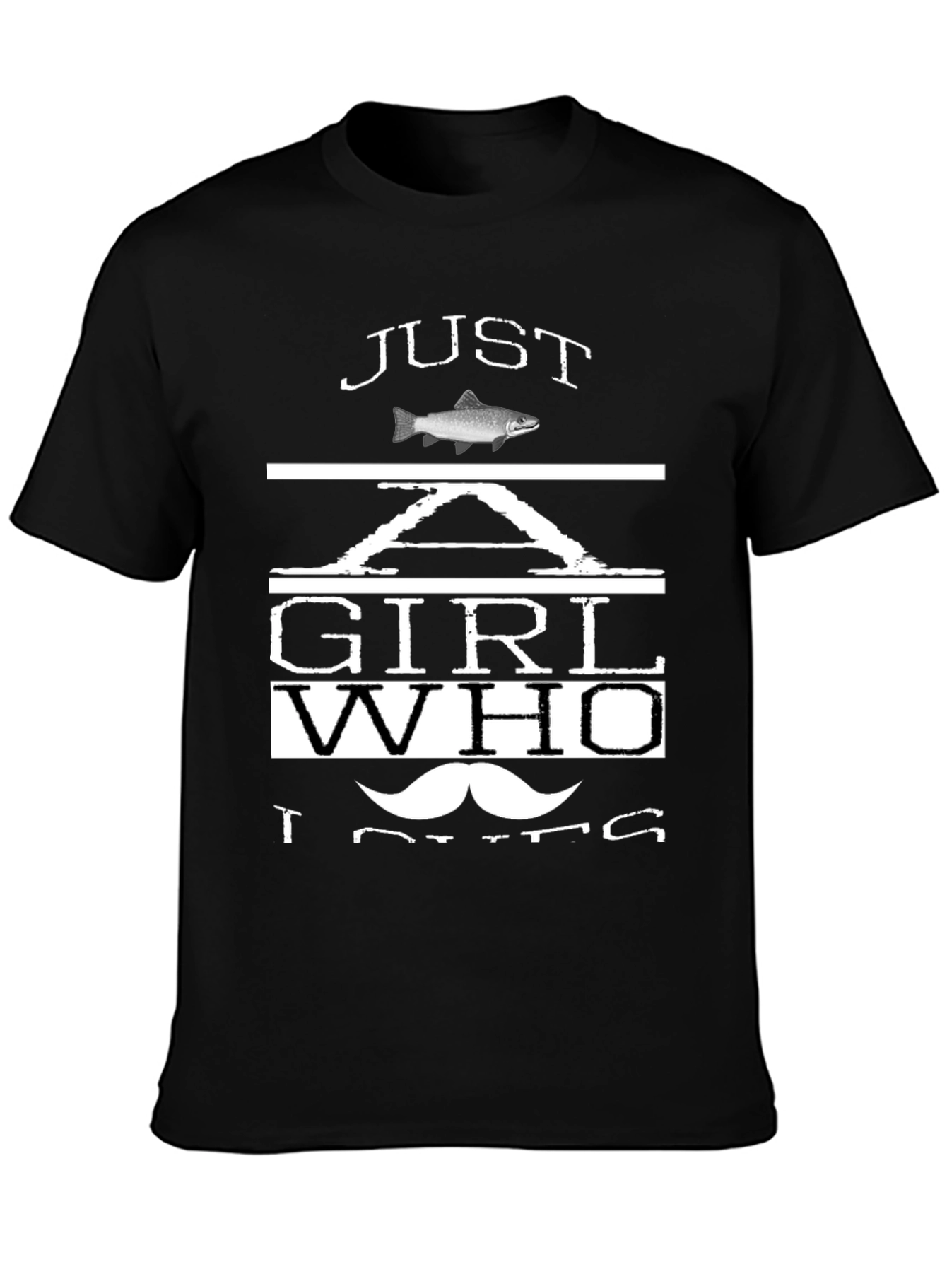 Black Just A Girl Who Loves Fish T-Shirt view 3