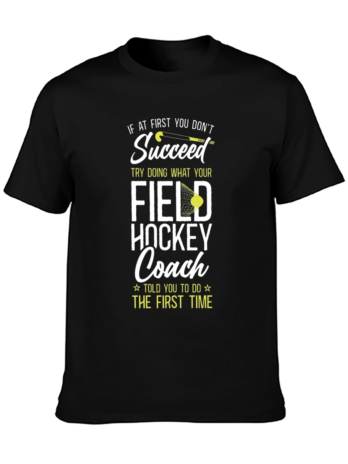 Black Field Hockey Coach Graphic T-Shirt view 3