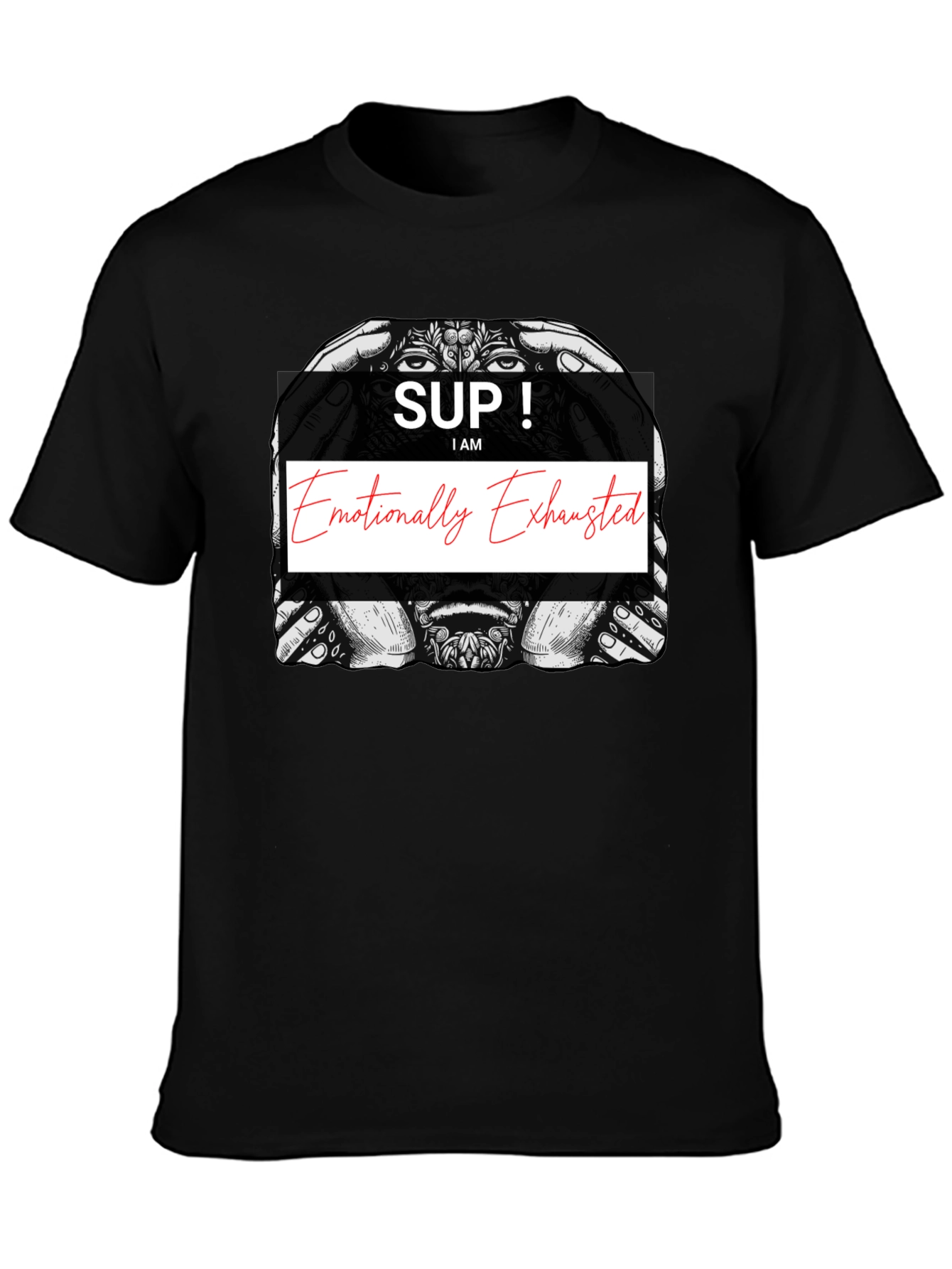 Black Emotionally Exhausted Graphic T-Shirt - Unisex Black Tee view 3