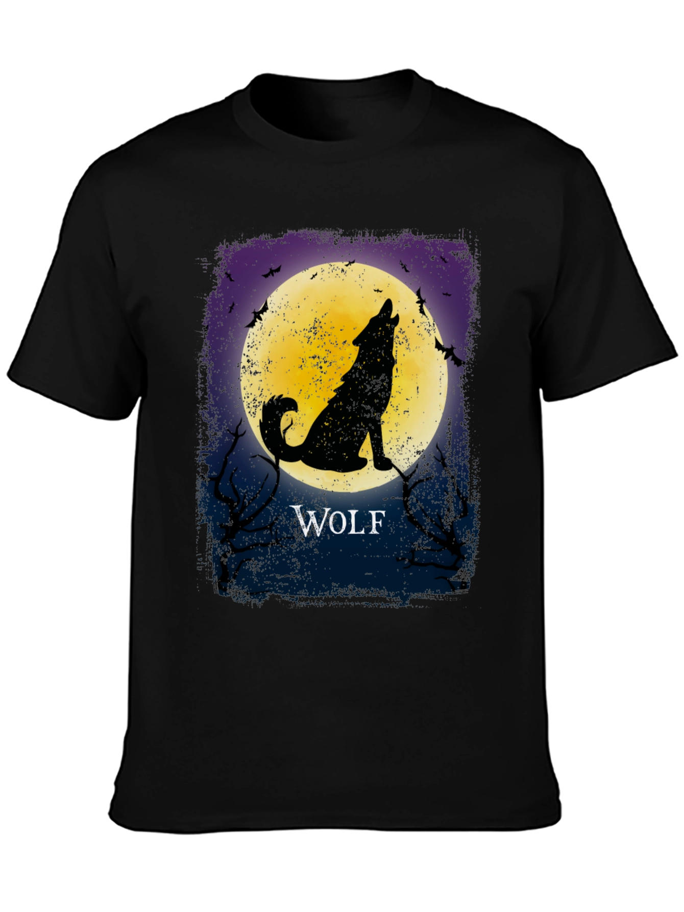 Black Wolf Howling at Moon Graphic T-Shirt view 3