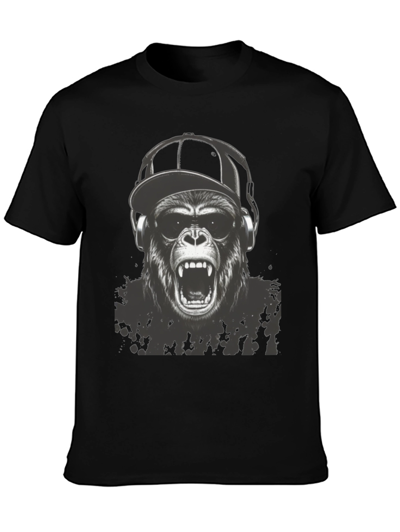 Black Cool Gorilla Graphic Tee view 3