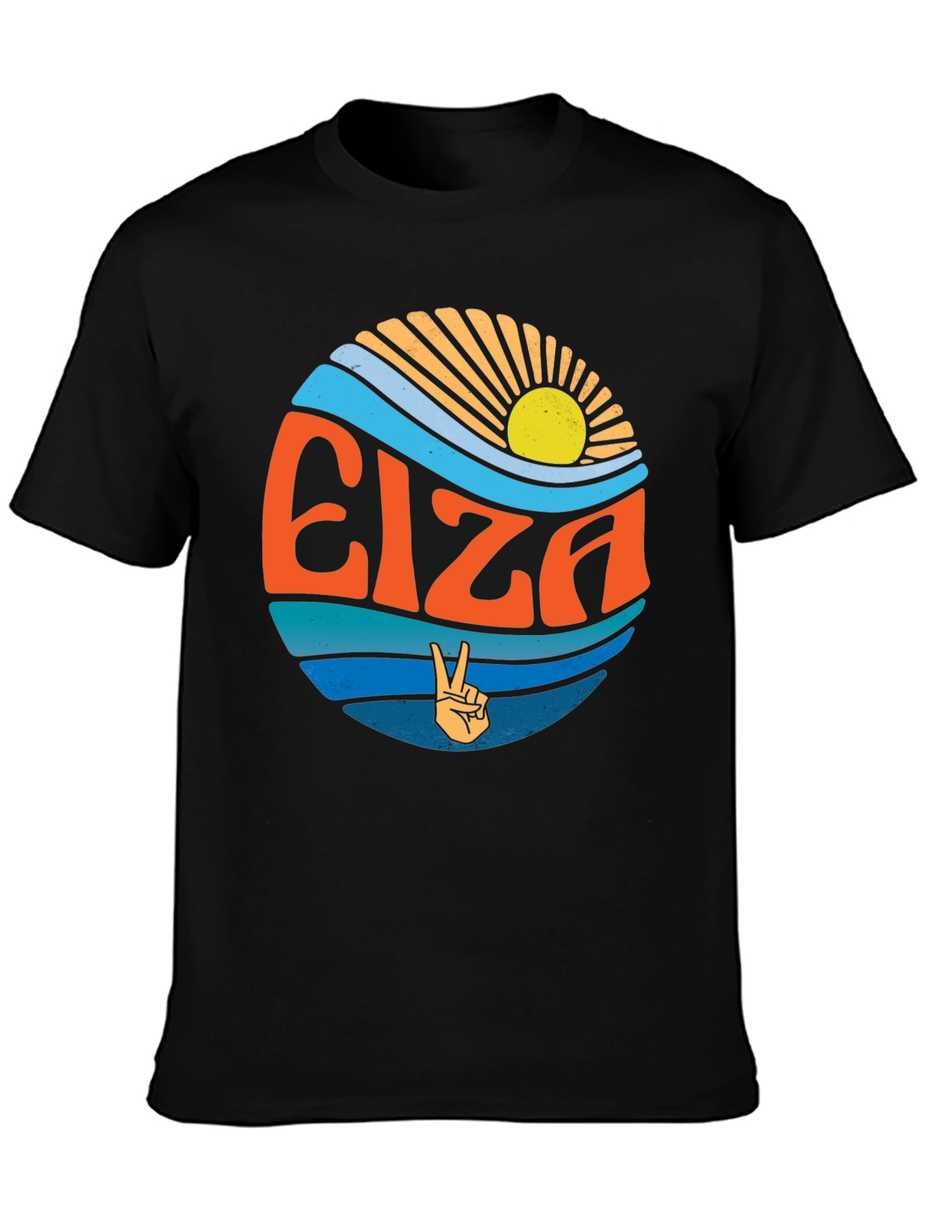 Black Elza Retro Graphic Tee - Peace & Sunshine view 3