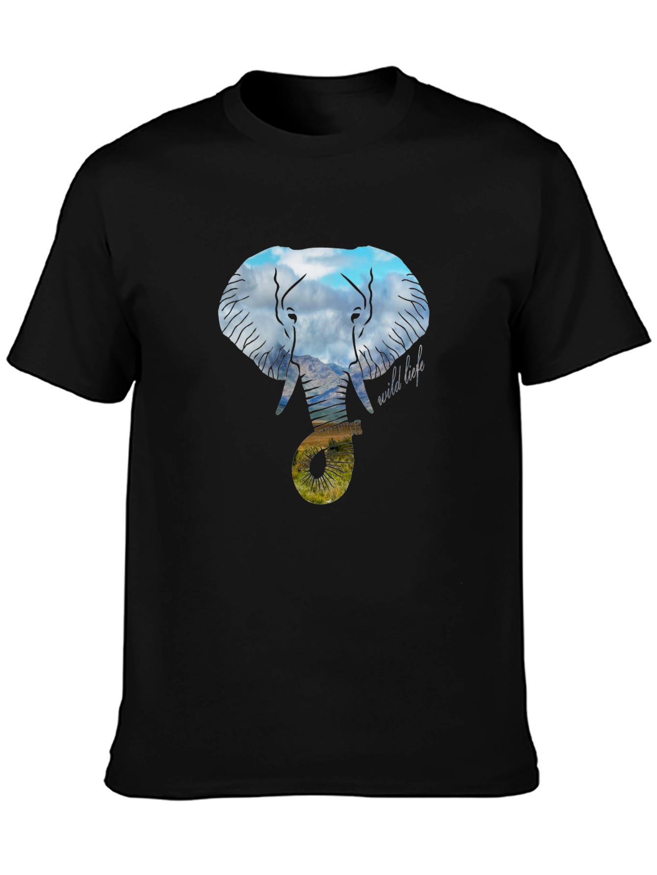 Black Wildlife Elephant Graphic Tee - Black view 3