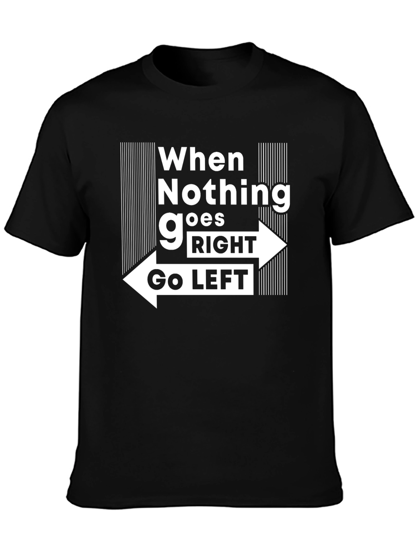 Black Go Left Graphic Tee - Black Cotton T-Shirt view 3