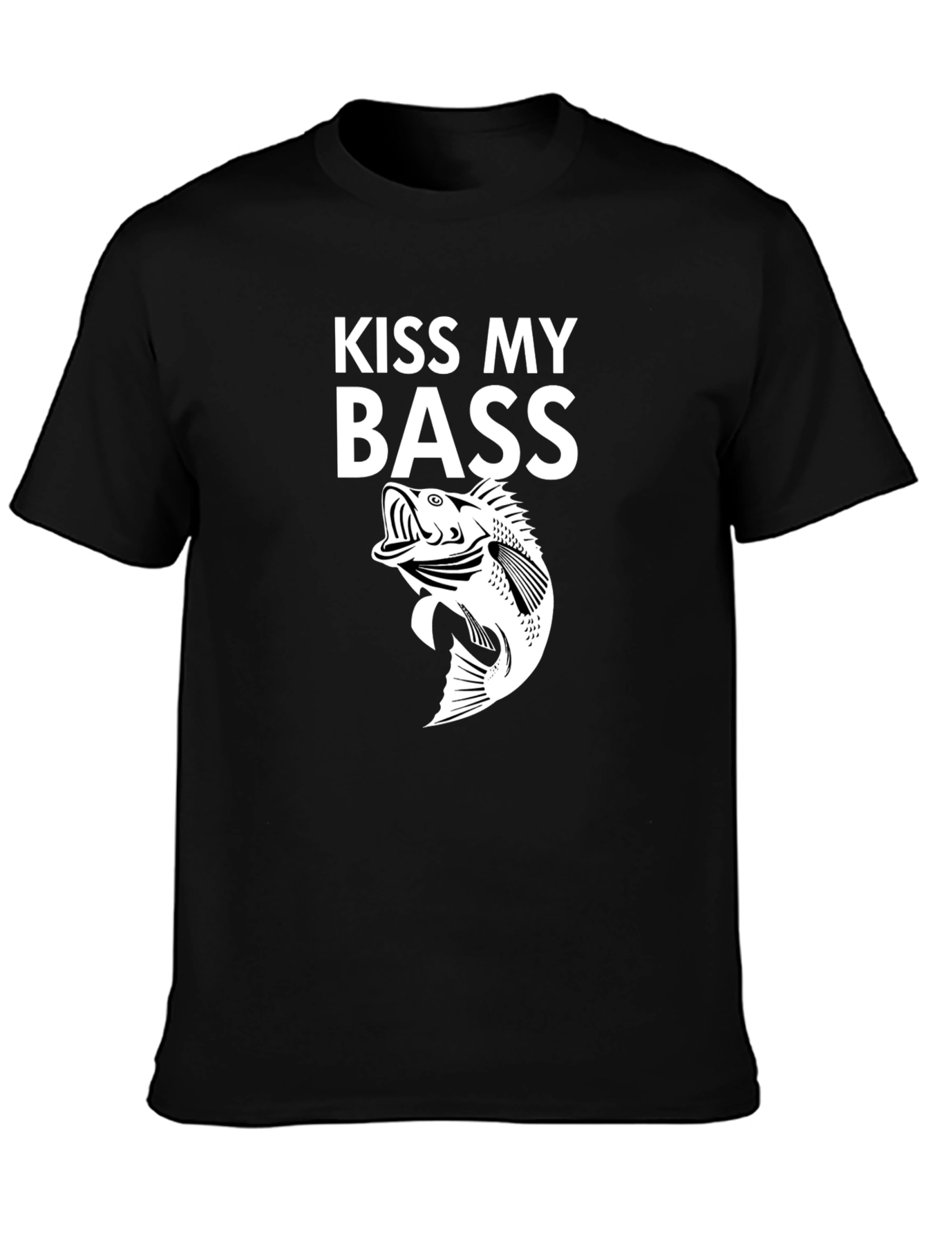 Black Kiss My Bass Graphic Tee - Black Cotton T-Shirt view 3