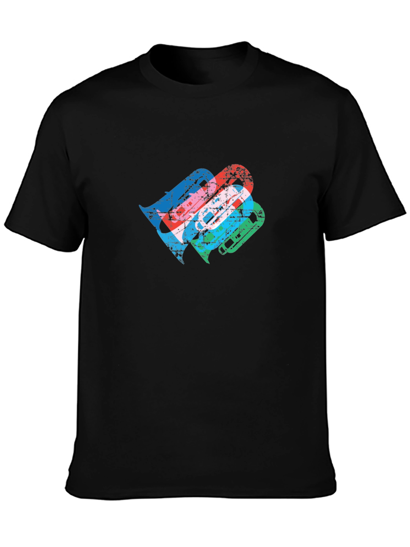 Black Retro Cassette Tape Graphic T-Shirt view 3