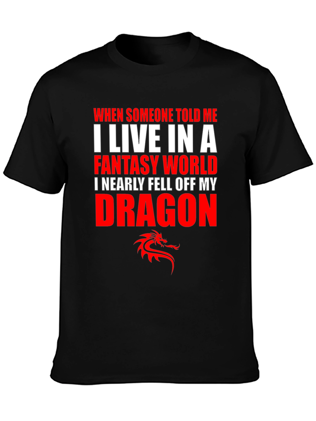 Black Fantasy World Dragon T-Shirt view 3