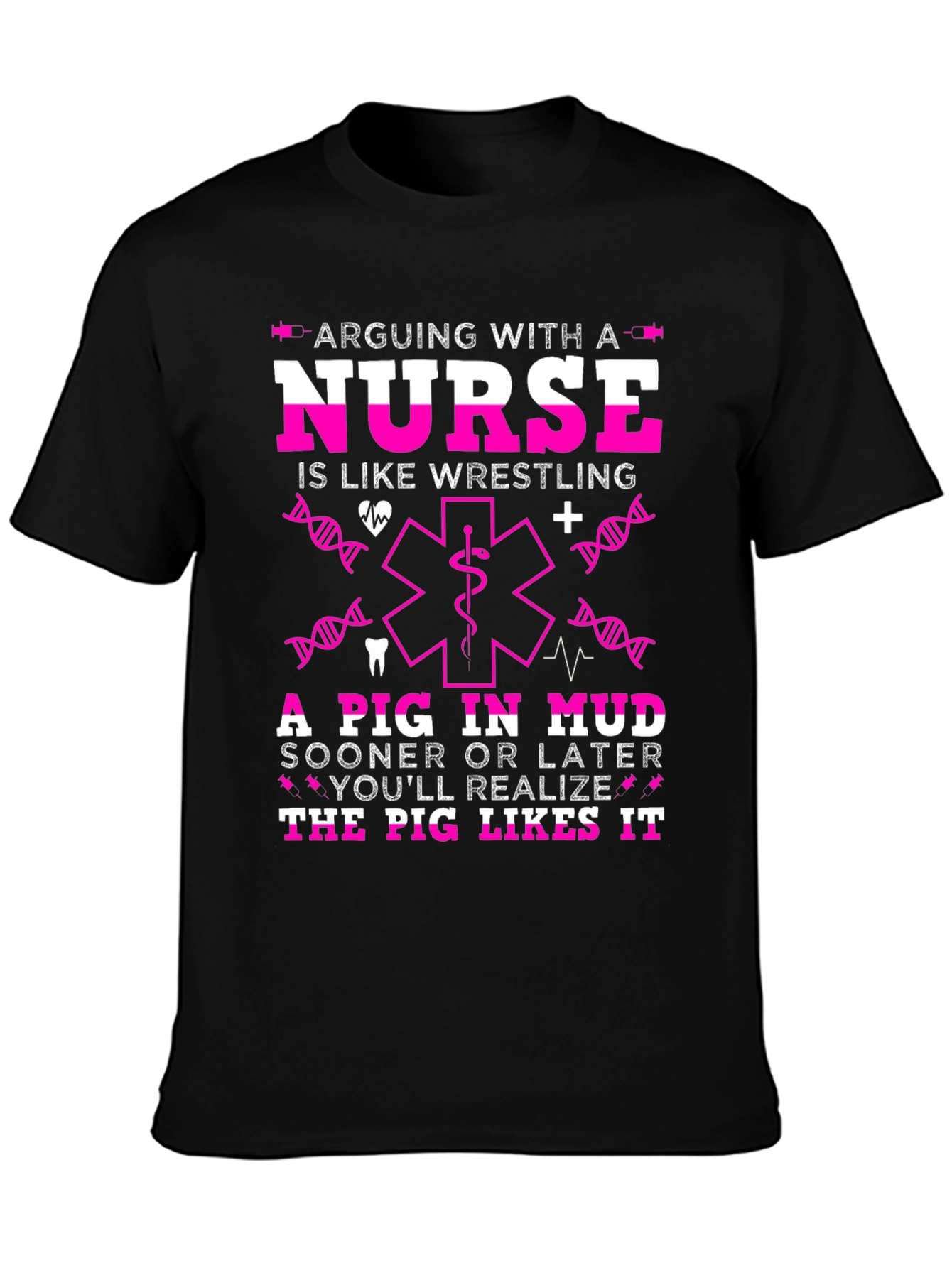 Black Arguing With a Nurse T-Shirt Funny Gift view 3