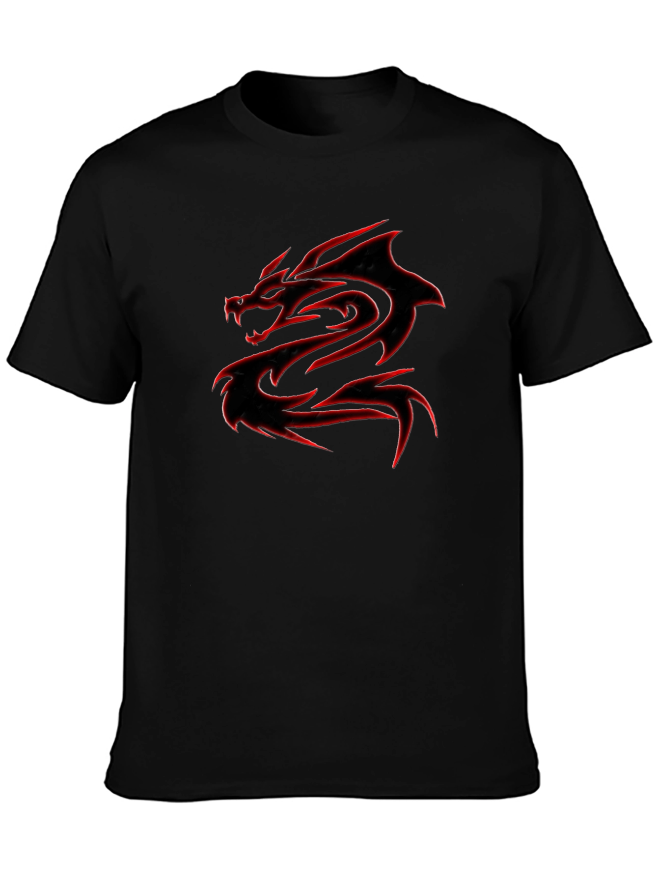 Black T-Shirt with Red Dragon Graphic - 3