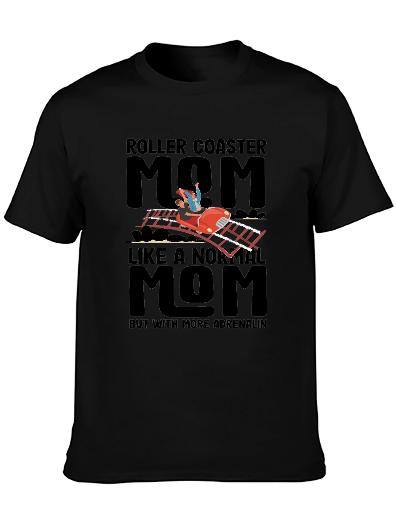 Black Roller Coaster Mom Graphic T-Shirt view 3