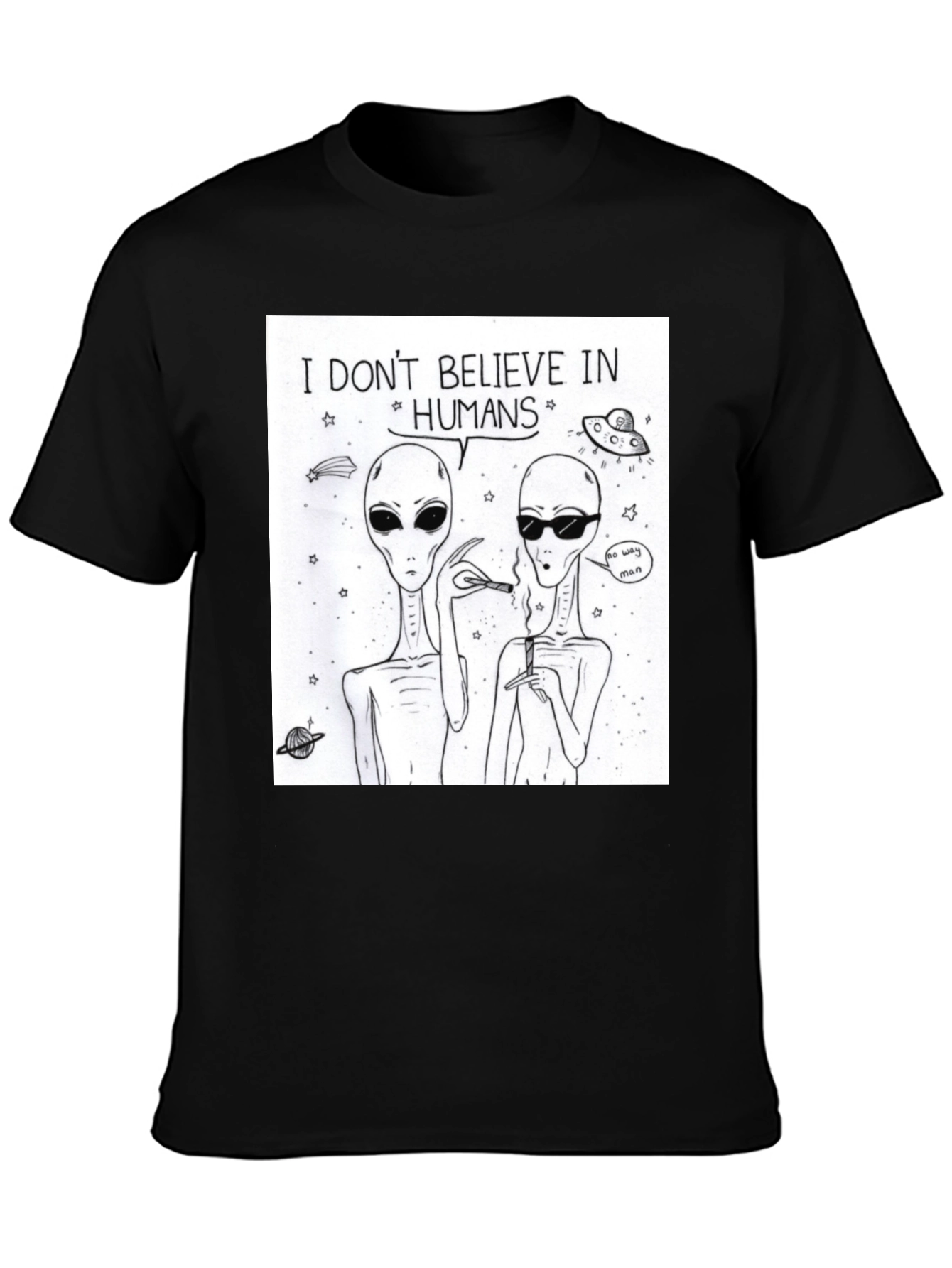 Black I Don't Believe In Humans Graphic Tee view 3