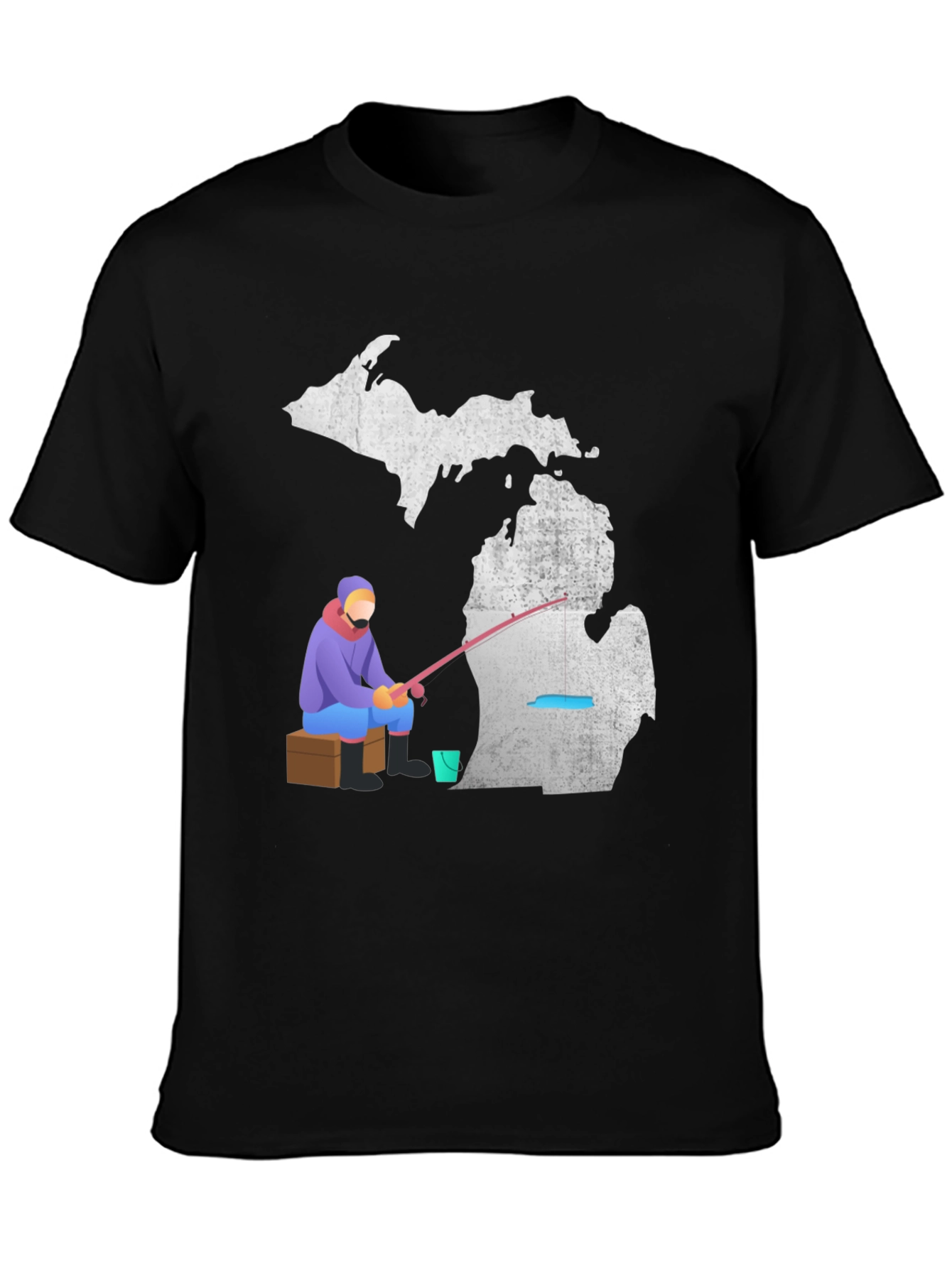 Black Michigan Fishing T-Shirt, Angler Graphic Tee view 3