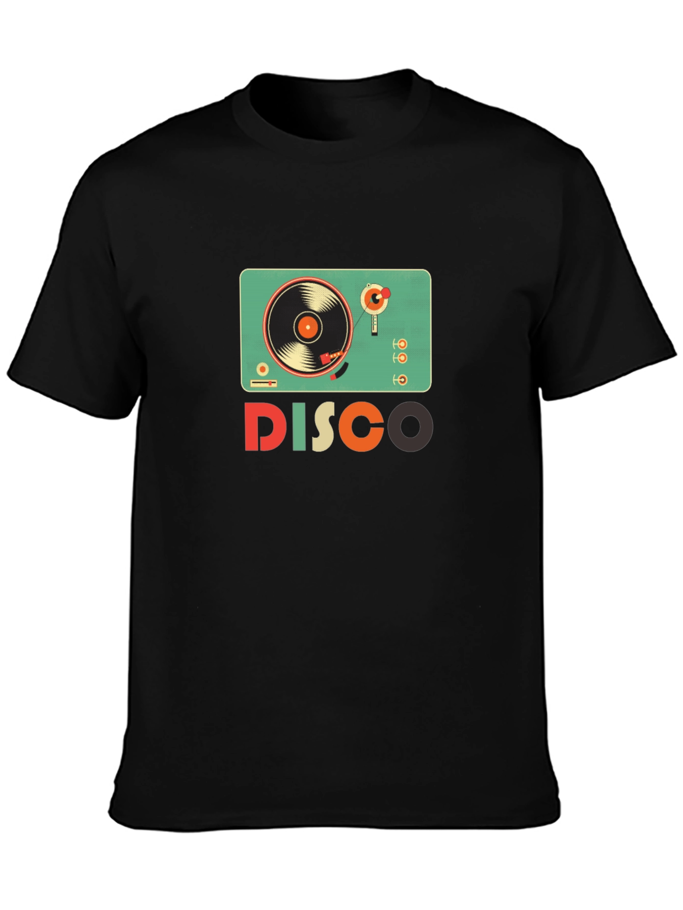 Black Retro Disco Turntable Graphic T-Shirt - Vintage Style view 3