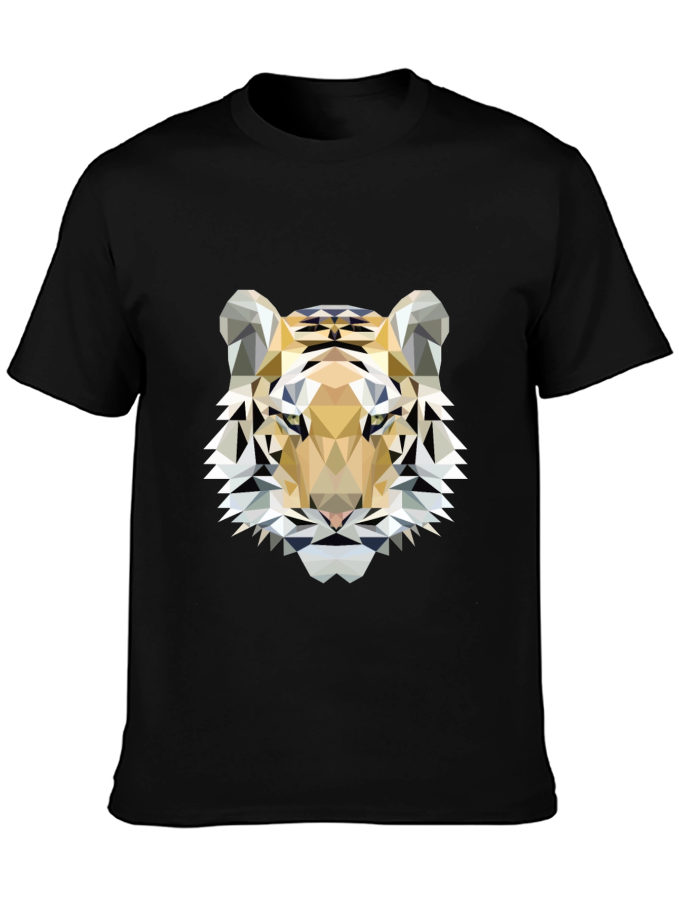 Black Geometric Tiger Print Black T-Shirt view 3