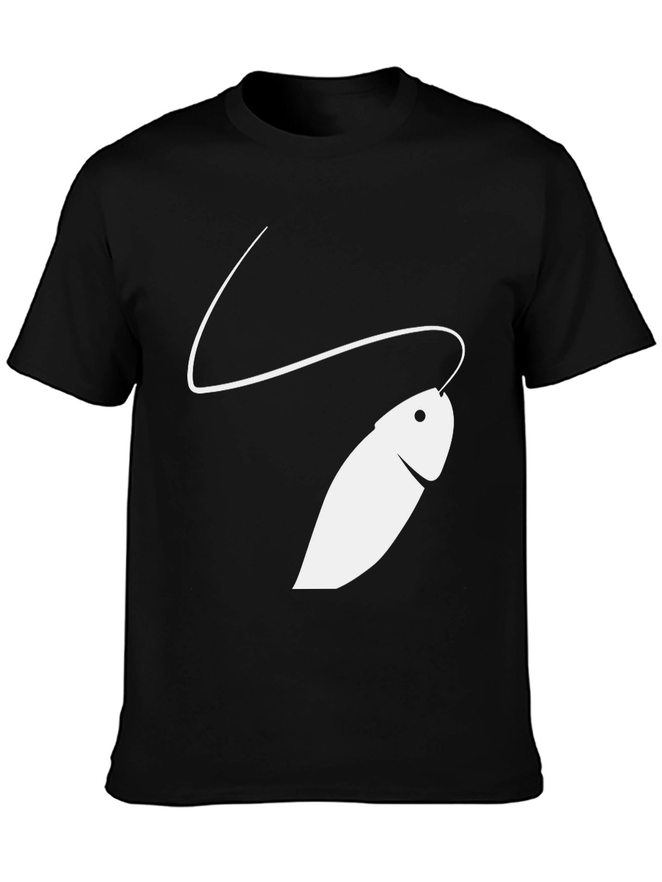 Black Minimalist Fish Graphic Tee - Black view 3
