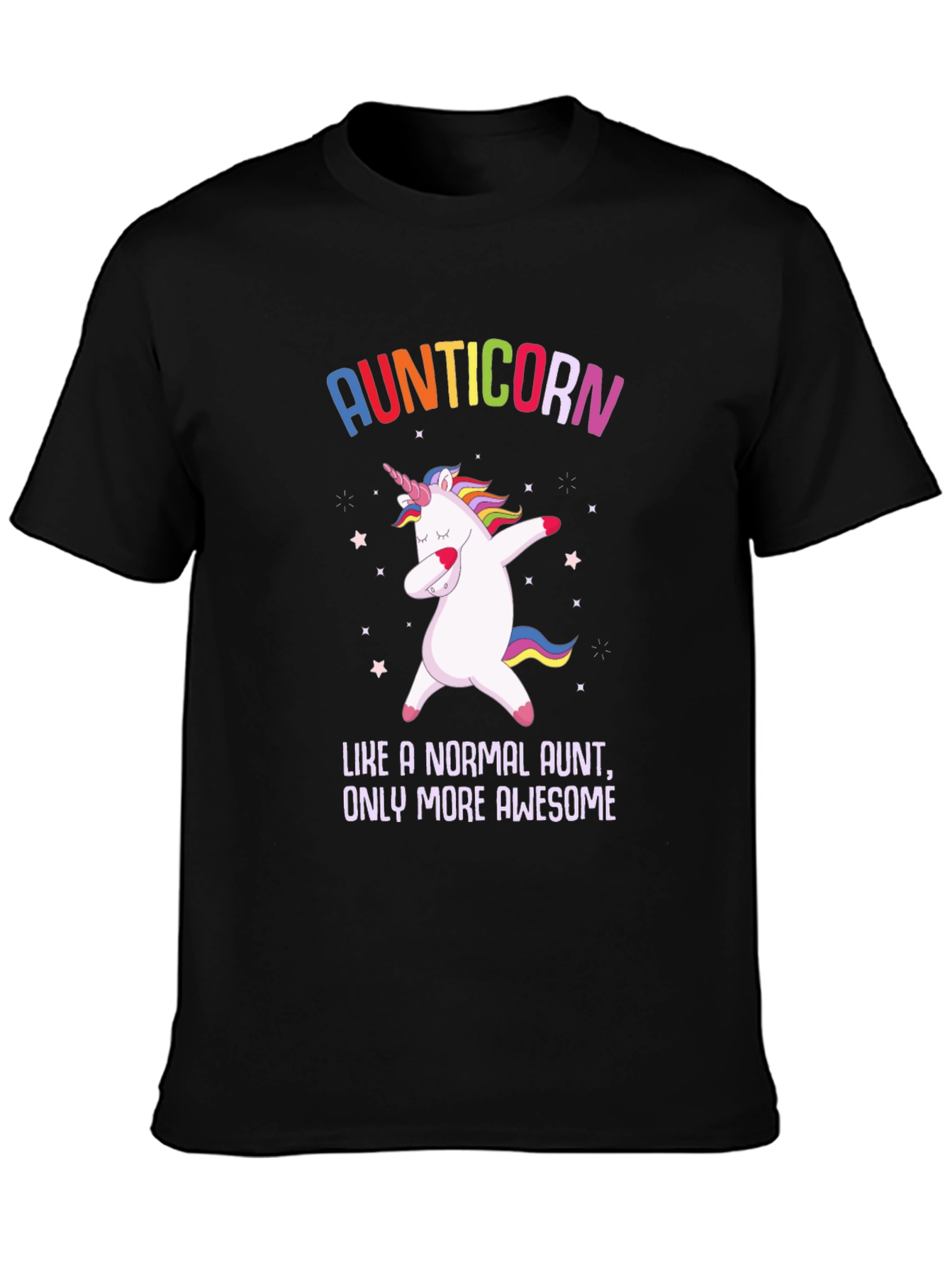 Black Aunticorn T-Shirt - Awesome Aunt Gift view 3