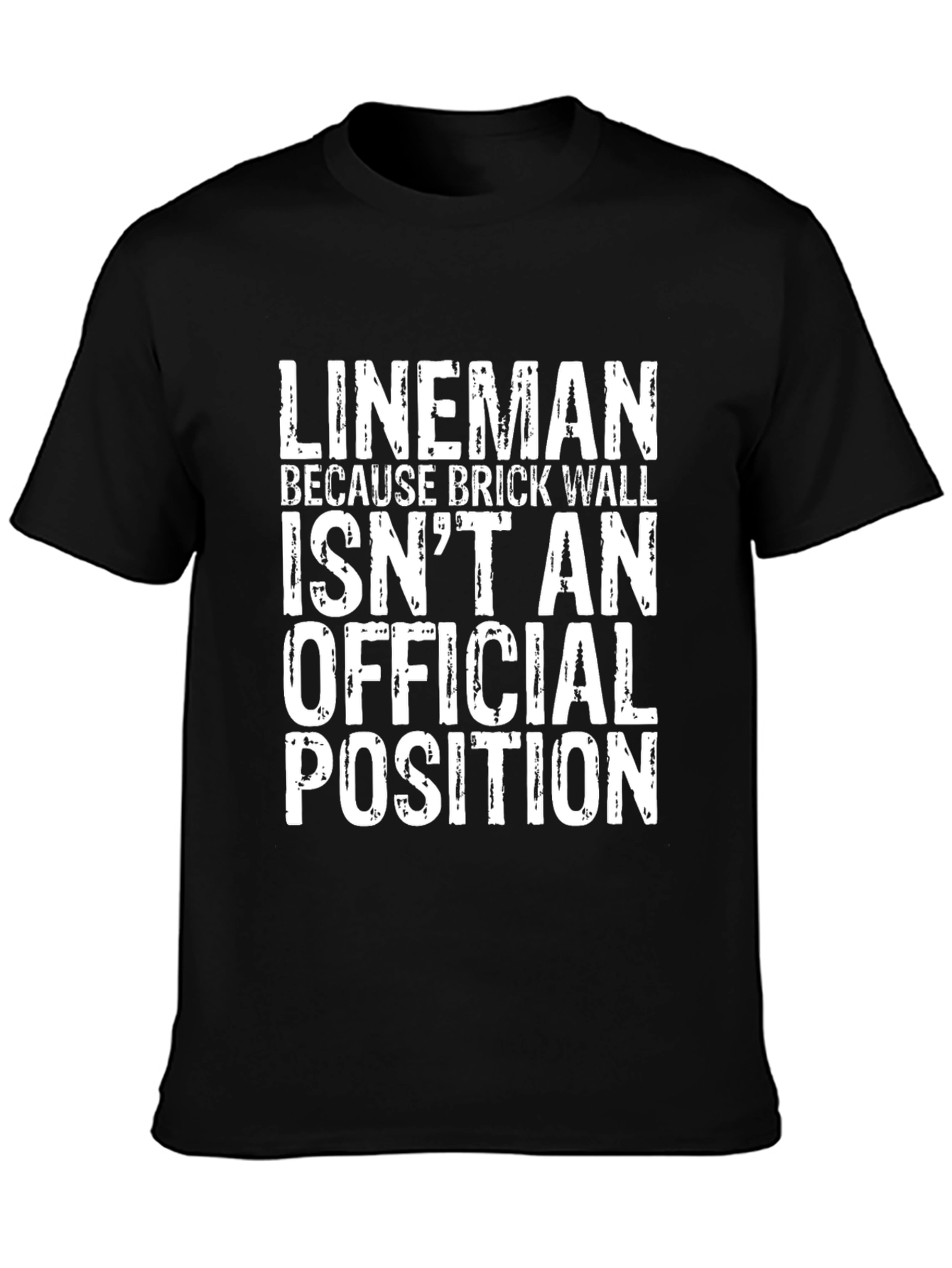 Black Lineman Brick Wall Funny T-Shirt view 3