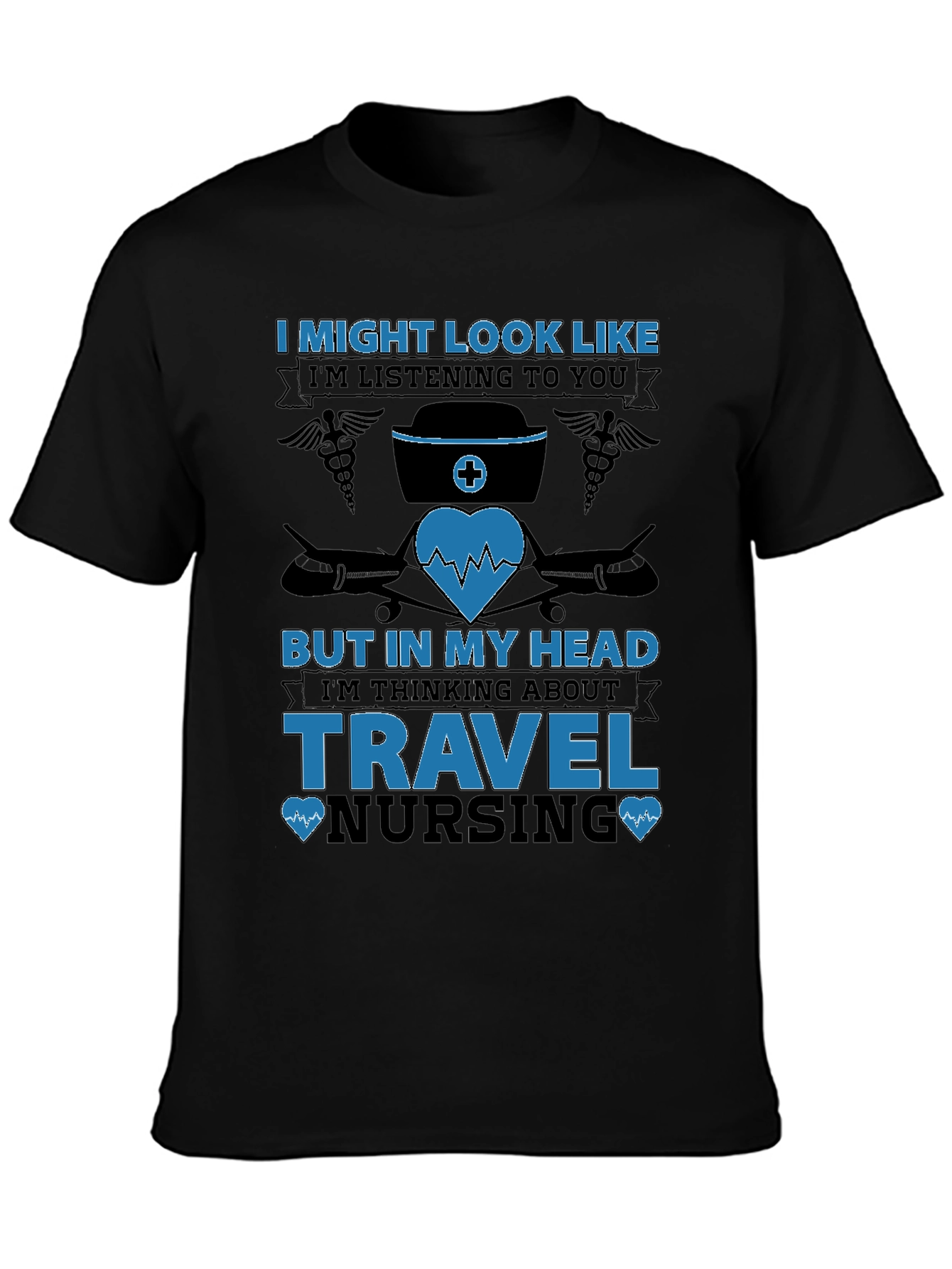 Black Travel Nursing T-Shirt - Funny Nurse Gift view 3