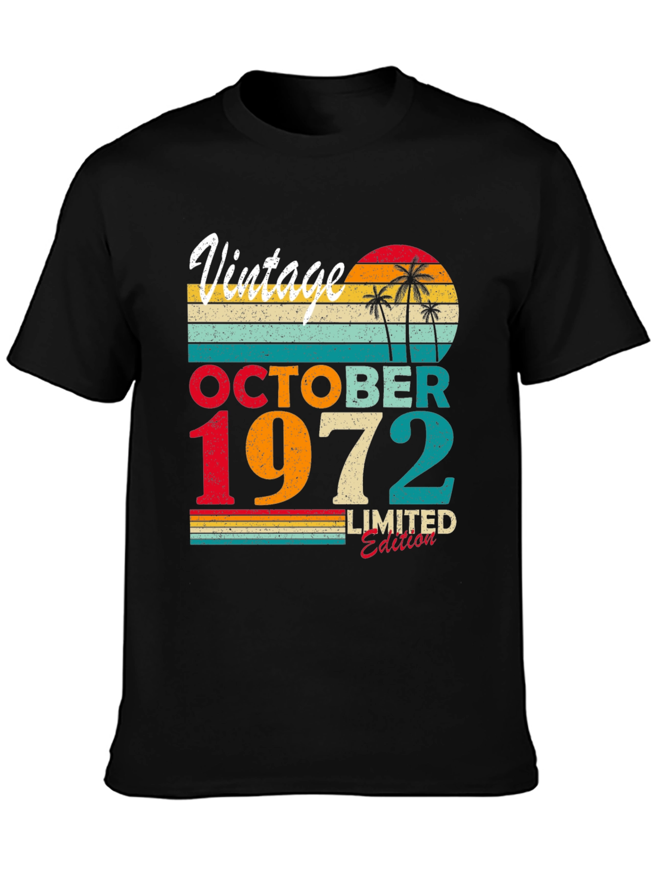 Black Vintage October 1972 Limited Edition T-Shirt view 3