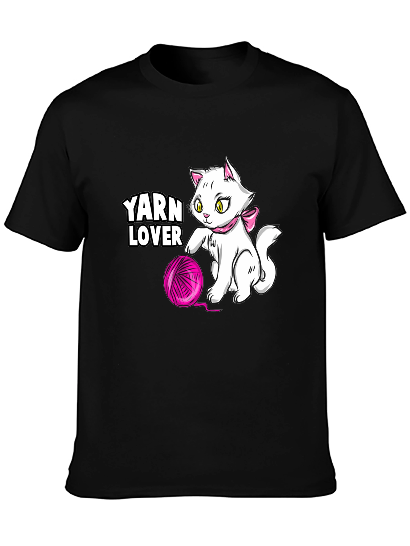 Yarn Lover Cat T-Shirt - Black - 3