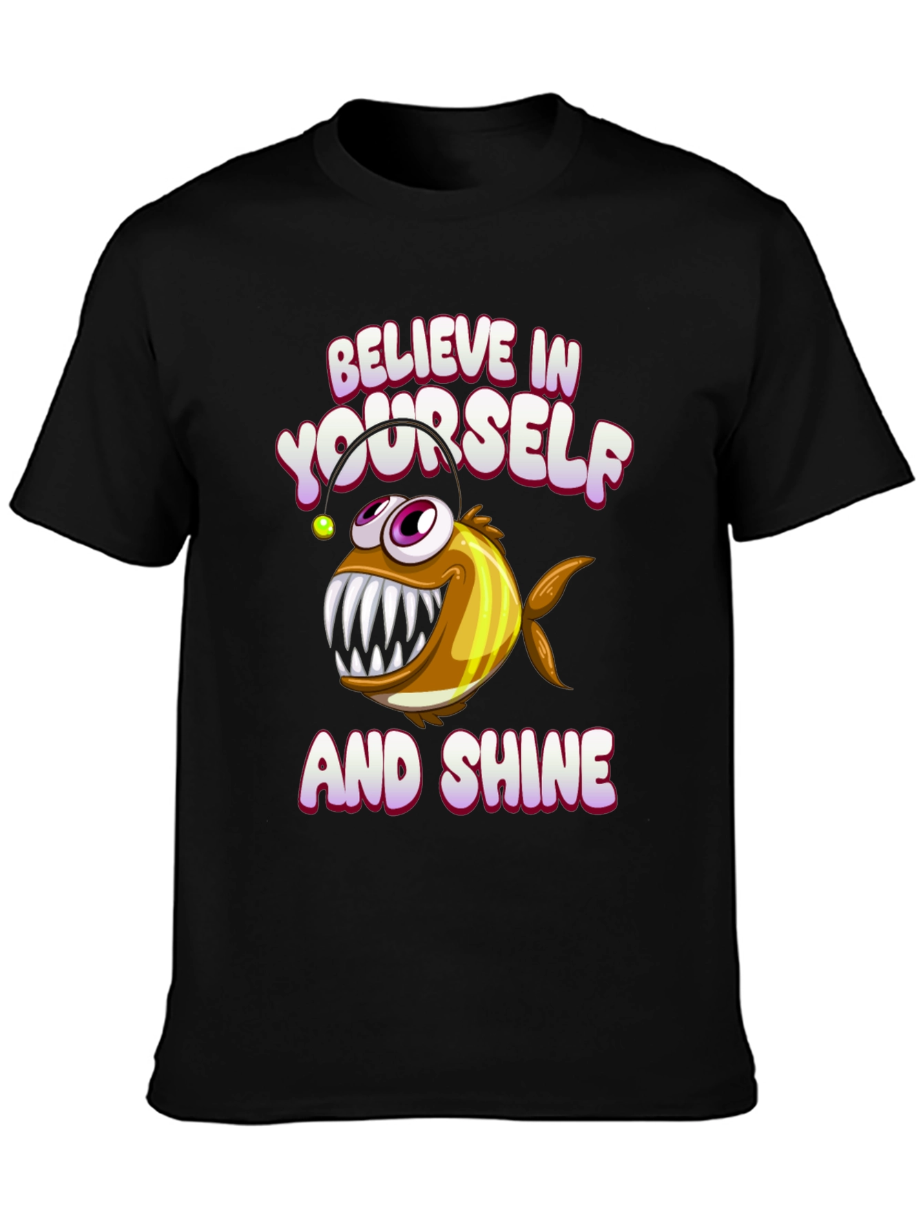 Black Believe in Yourself Angler Fish Graphic Tee view 3
